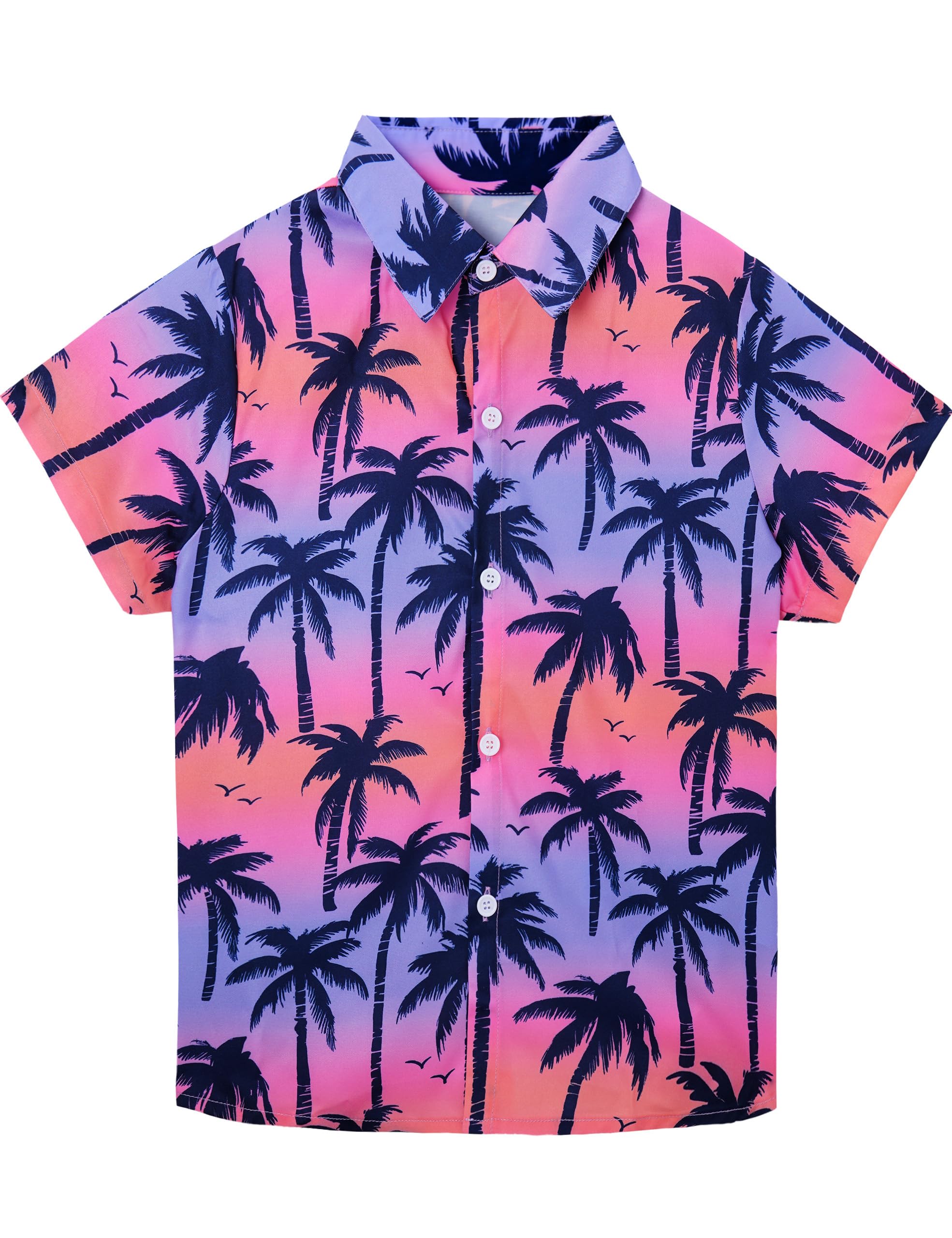 ZovioBox Hawaii Hemd Jungen Kurzarm, Kinder Sommer Casual Bedrucktes Strandhemd, Tropisches Blumen Button Down Freizeithemd