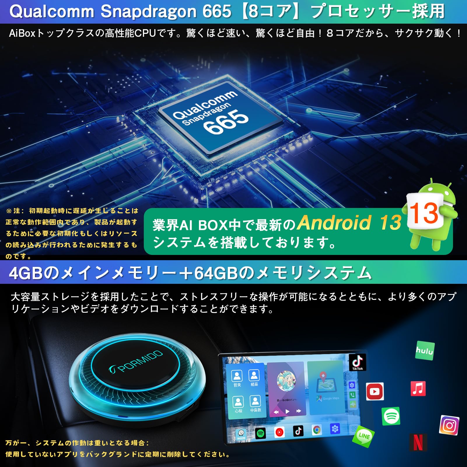 Amazon.co.jp: PORMIDO ポーミド AIAUTO6Pro CarPlay AI Box 2023年  