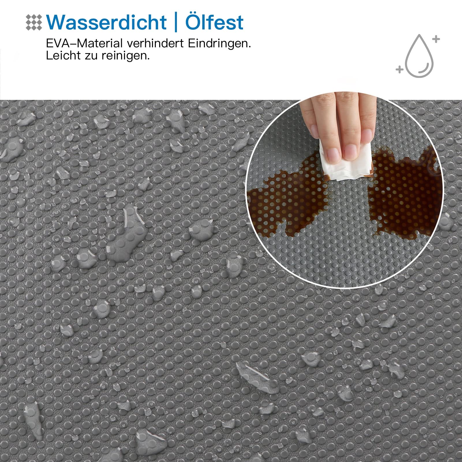 Awnic Schubladenmatte Rutschfest – 3 Rollen à 30x150 Cm, Dunkelgrau, Aus EVA, Zuschneidbar