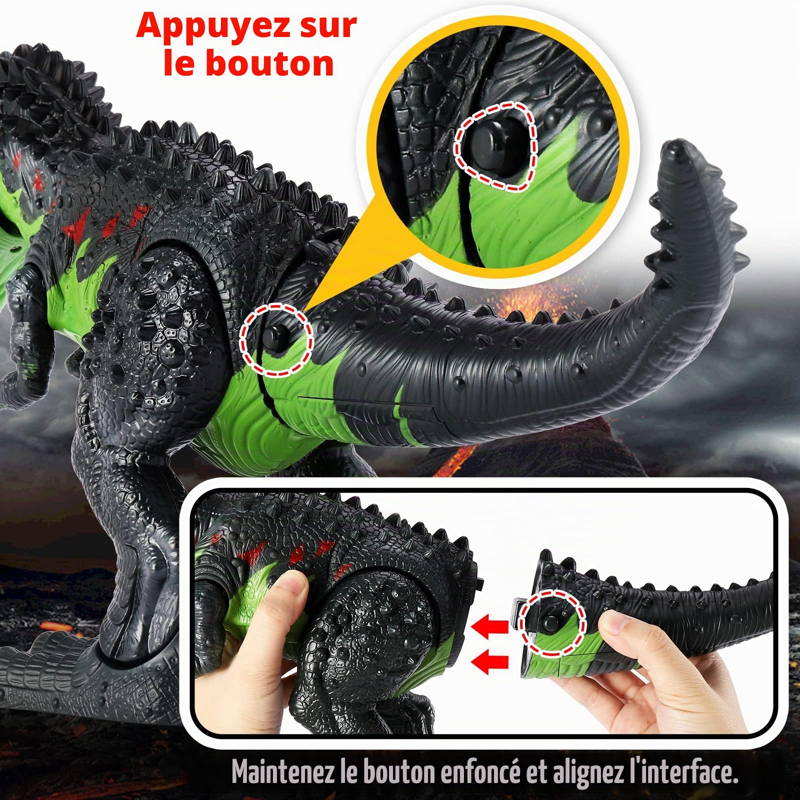 TOEY PLAY 47CM Dinosaure Jouet Enfants, Grande T-Rex Figurine Dinosaures, Marche, Rugissent, Jouet Dino Robot avec Lumières et Sons, Éducatif Cadeau pour Garçons Filles 3 4 5 6 Ans