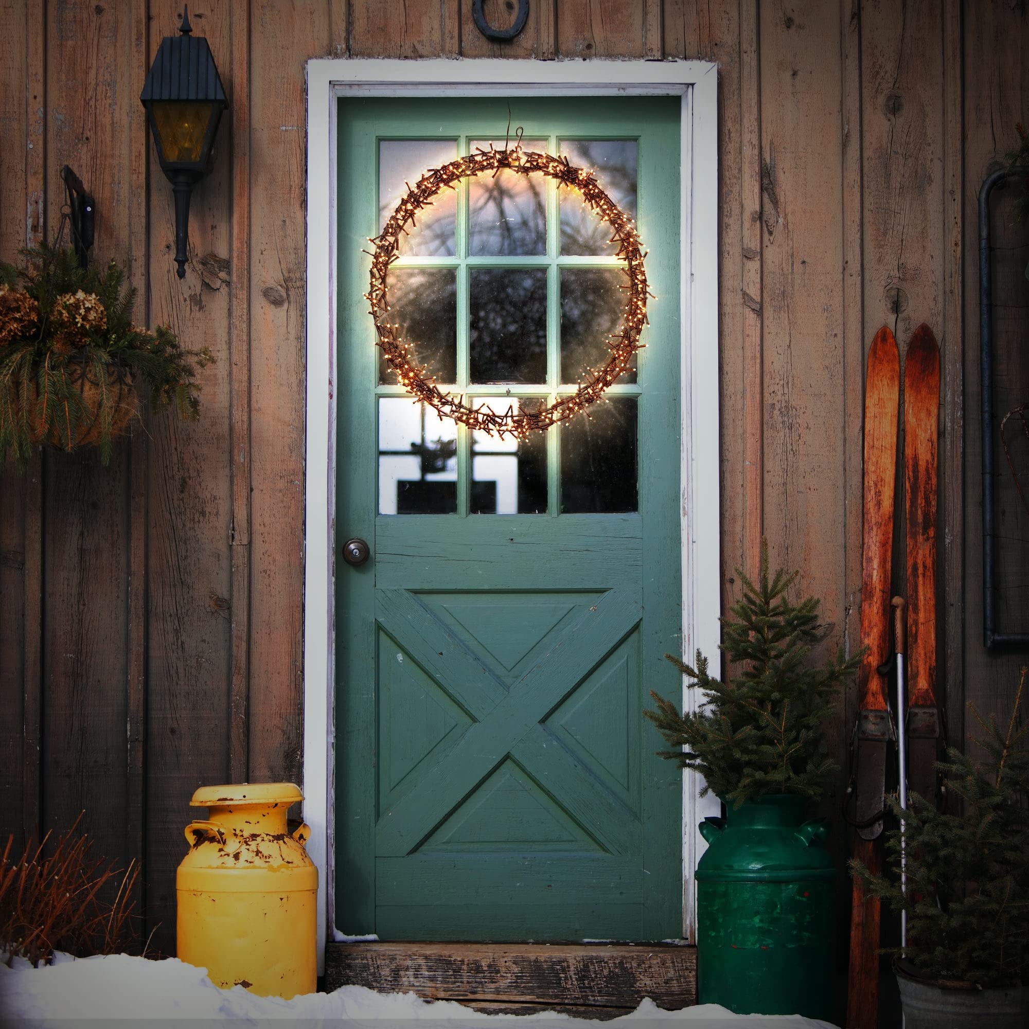 ECD Germany LED Lichterkranz Ø58 cm, 500 LEDs, Warmweiß, 8 Leuchtmodi, IP44 Innen/Außen, Metallkranz Türkranz Fensterkranz Hängekranz Ring Weihnachtsdeko Fensterlicht Weihnachten Weihnachtsbeleuchtung