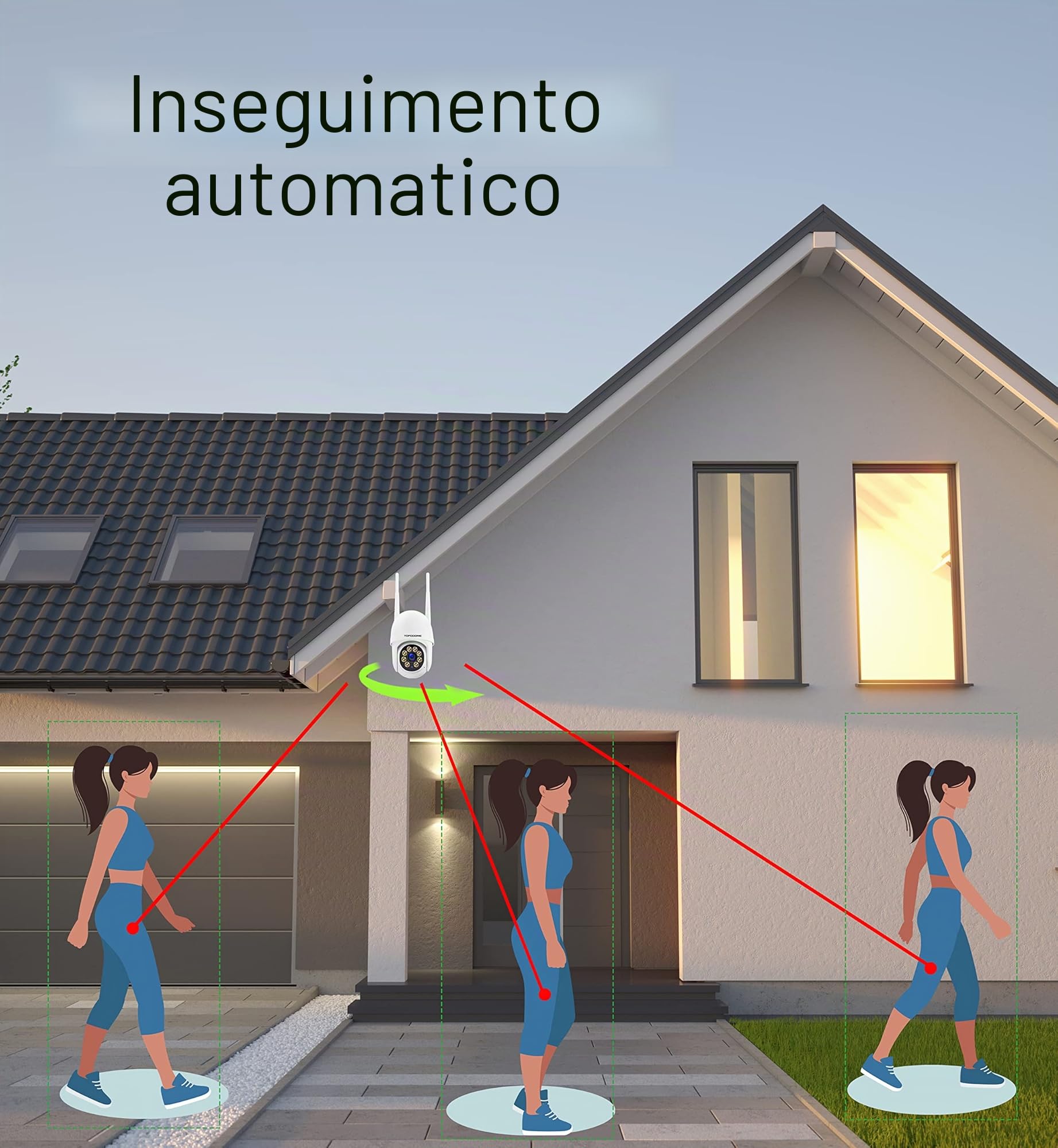 S50B 1080P Pan Tilt Telecamera Sorveglianza Wi-Fi Esterno Interno | Rilevazione Umana, Auto Tracking, 360° Visione, Visione Notturna IR e Color 25m, RTSP, Audio Bidirezionale, IP66