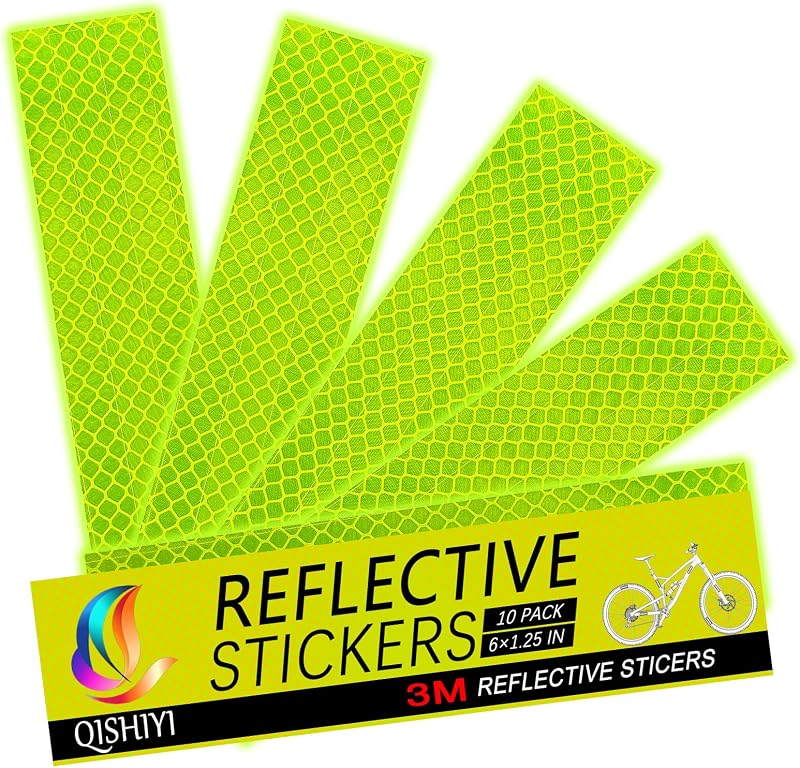 10 pegatinas reflectantes, cinta reflectante de seguridad de 1,25 x 6 pulgadas para cascos de auto, buzones de correo, bicicleta, parche reflectante impermeable de alta visibilidad para exteriores