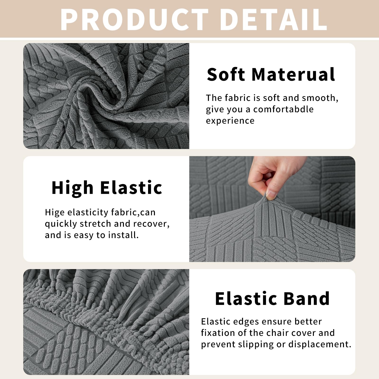 Ystyle Stretch Stuhlhussen 6er Set, Stuhlbezug Elastisch Abnehmbarer Waschbarer,Universal Langlebig Stuhlbezüge, Für Hotel Bankett Küche Restaurant Hochzeit Party, Hellgrau