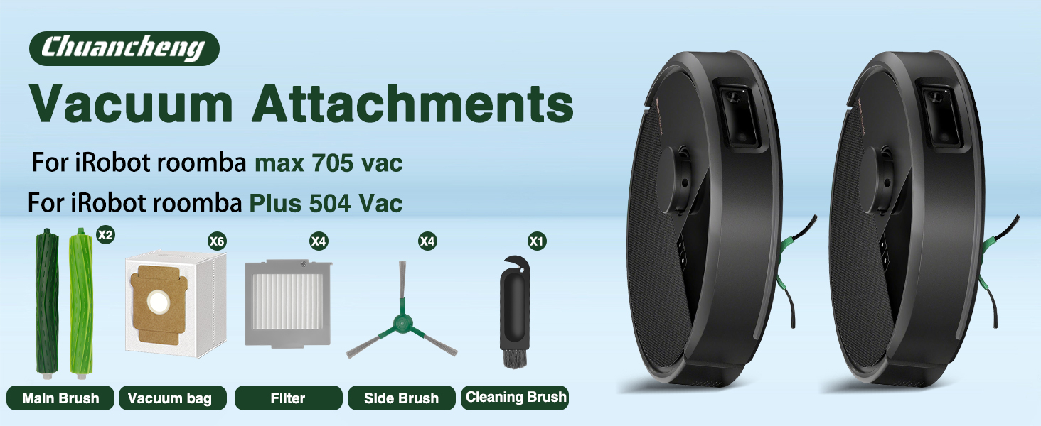 Lot De 21 Pièces De Rechange Pour Aspirateur Robot IRobot Roomba Max 705 Vacplus 504 Vac Kit Daccessoires Avec 2 Brosses Principales 6 Sacs A Poussiere 6 Filtres Hepa 6 Brosses Laterales 92122621