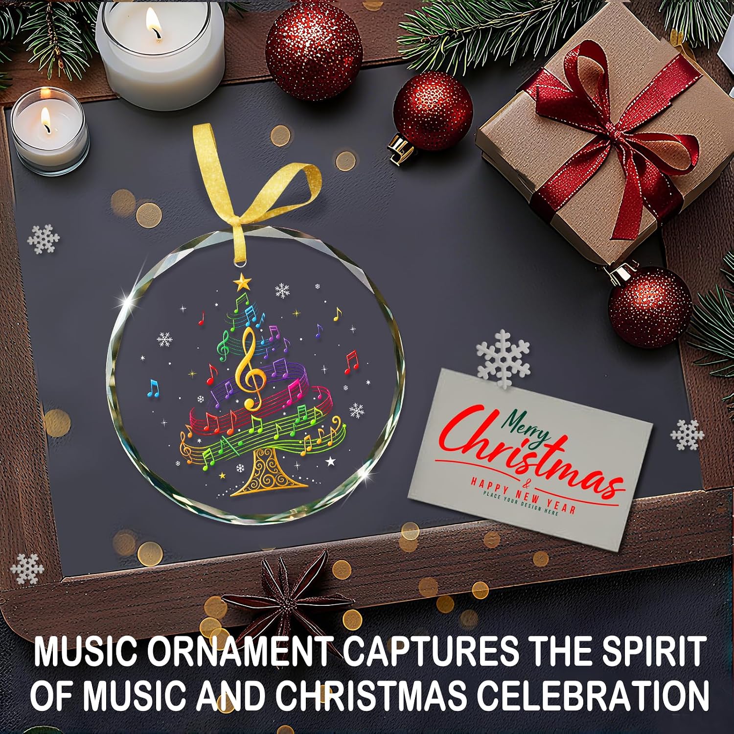 D4DREAM Music Teacher Gifts - 3'' Glass Music Note Ornament for Tree image 2
