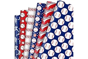 12 Sheets Baseball Wrapping Paper for Boys