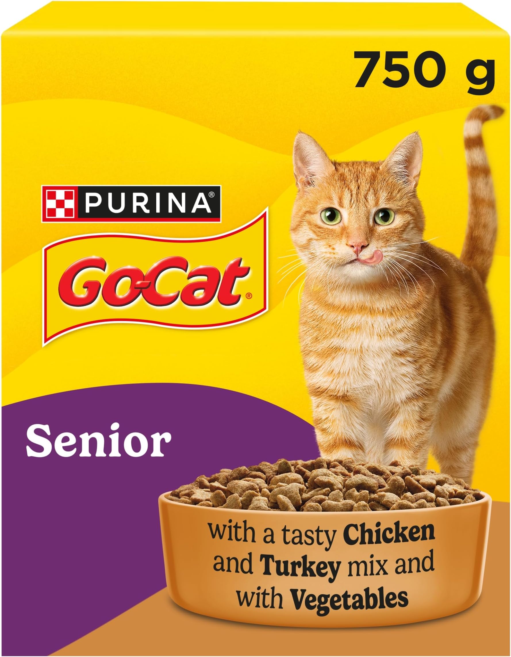 GO-CAT Senior Chicken and Turkey Dry Cat Food 750g