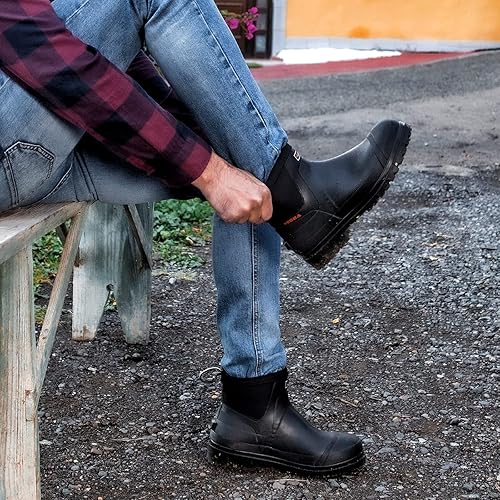 Miniatura 4 de HISEA Botas de lluvia Chelsea para hombre, botas cortas de goma para hombre, impermeables, duraderas, aisladas, para trabajo en el jardín al aire