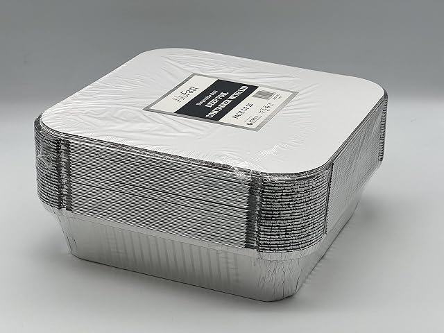 25 x Aluminium FOIL CONTAINERS NO.9 with LIDS Large FOIL CONTAINERS with LIDS Takeaway FOIL CONTAINERS Perfect for Home and Takeaway Size - NO.9