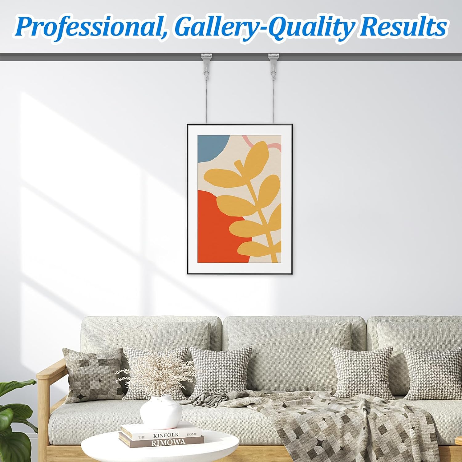 28 Pack Picture Rail Hanging System, 66 lb Max Load, 3.3ft Stainless Steel Hanging Wire with Loops & Adjustable Hooks, Damage-Free Wall Hang-ing Kit for Frames, Gallery, Art Displays (Silver)