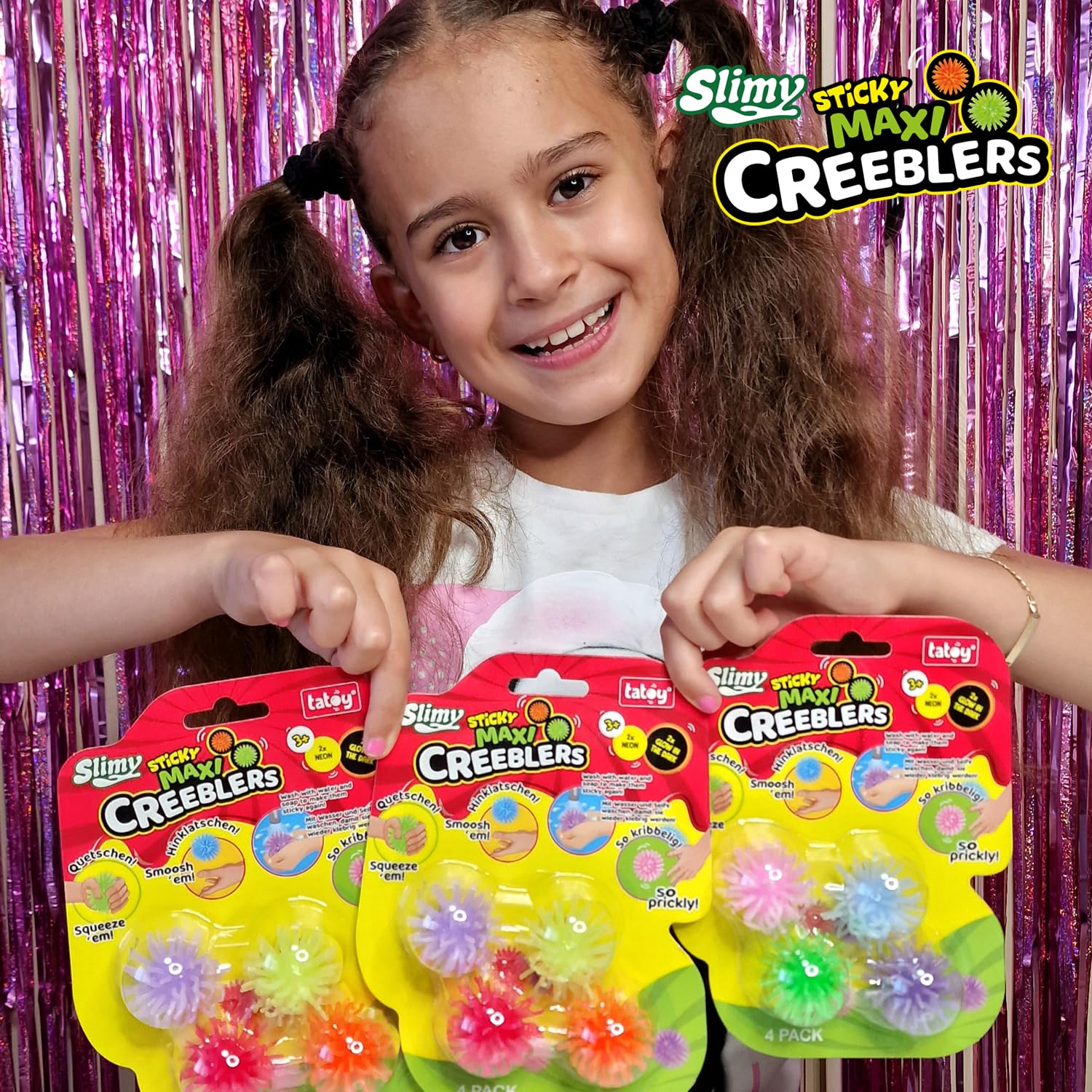 Slimy Sticky Creeblers - Creeblers - Patins muraux Autocollants Lumineux dans Le Noir pour fenêtres Creeblers & Heros, Sensory Antistress Fidget pour Enfants à partir de 3 Ans