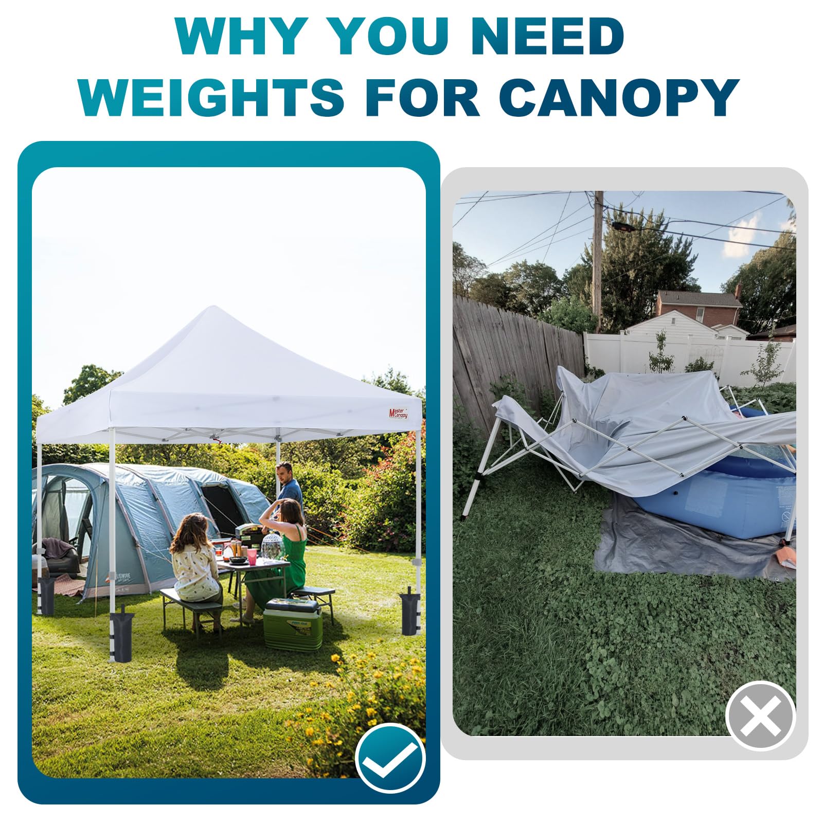 MASTERCANOPY 4er Set Sandsäcke Beingewichte Beschwerer wiederverwendbar, für Pop-up-Pavillon, Faltpavillon, Zelt, Canopy, Schwarz, Max, Bis zu 48 KG INSGESAMT