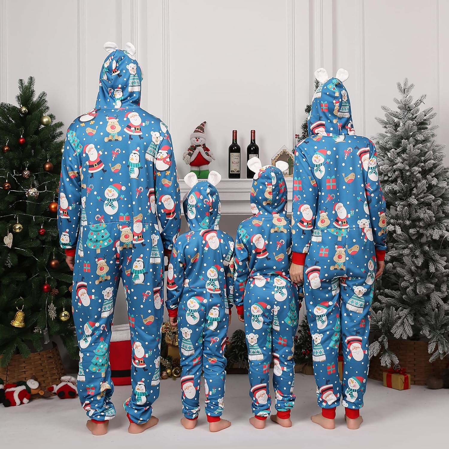 VNVNE Matching Christmas Onesie Pajamas for Women/Men/Couples/Family, Xmas Holiday Long Sleeve One-Piece Adults Pjs Sleepwear - Image 5