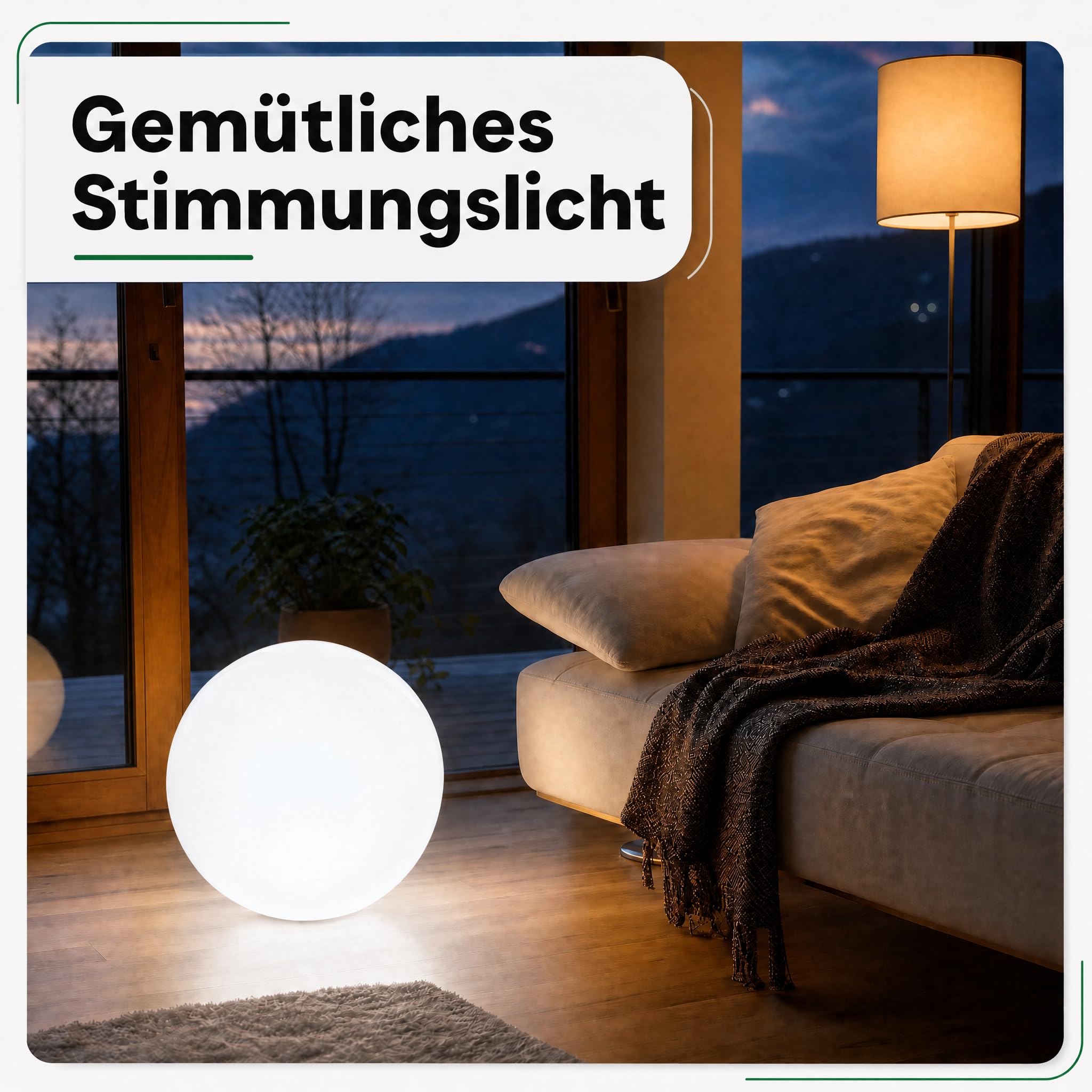 @tec LED Leuchtkugel für Garten & Terrasse, 25 cm Durchmesser, mit Fernbedienung für RGB Farbwechsel und Dimmung, mit Akku, IP54, hängend oder stehend, USB aufladbar, robuste PE-Hülle