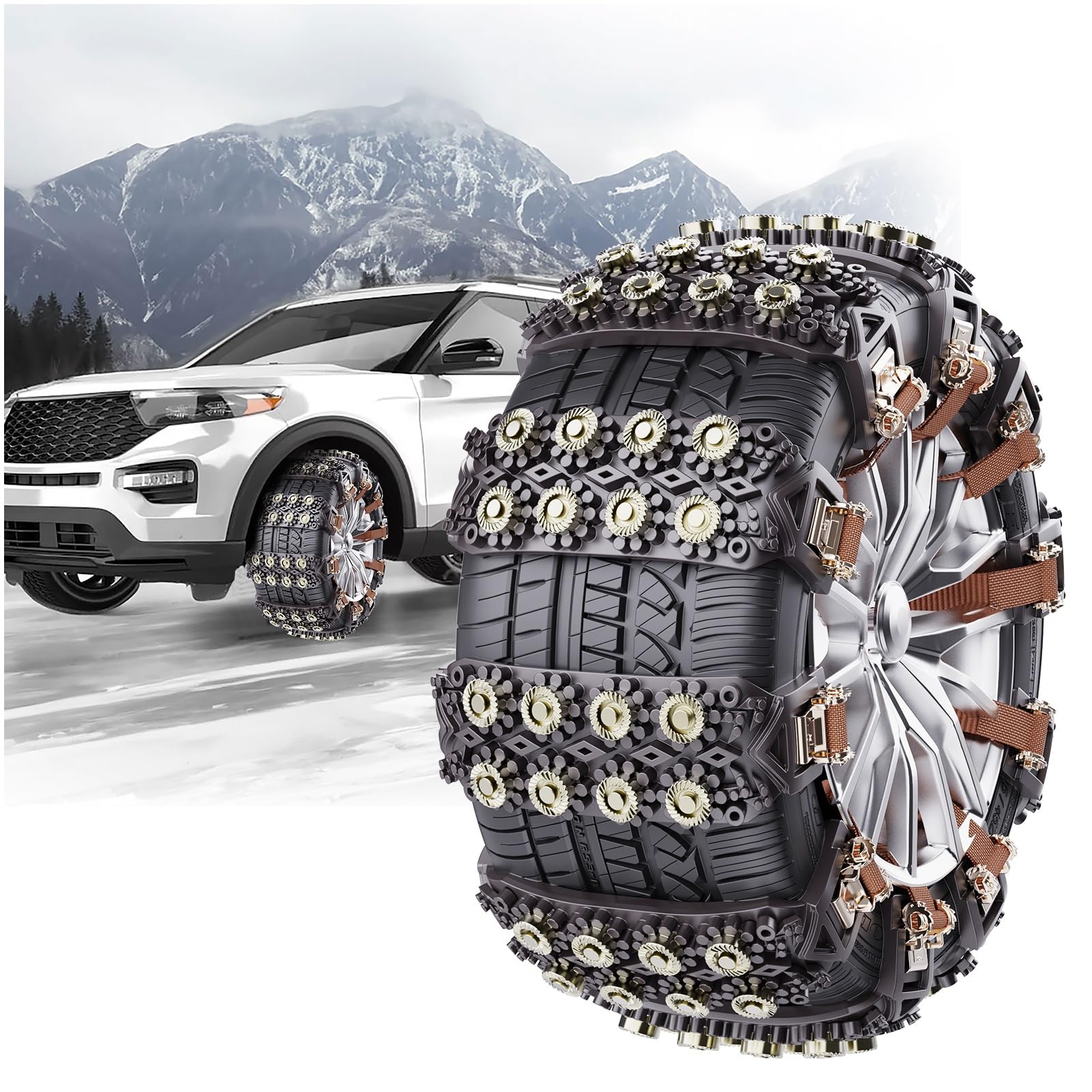 Amazon.co.jp: Oziral 非金属タイヤチェーン【螺旋強化鋼ピン・砕氷