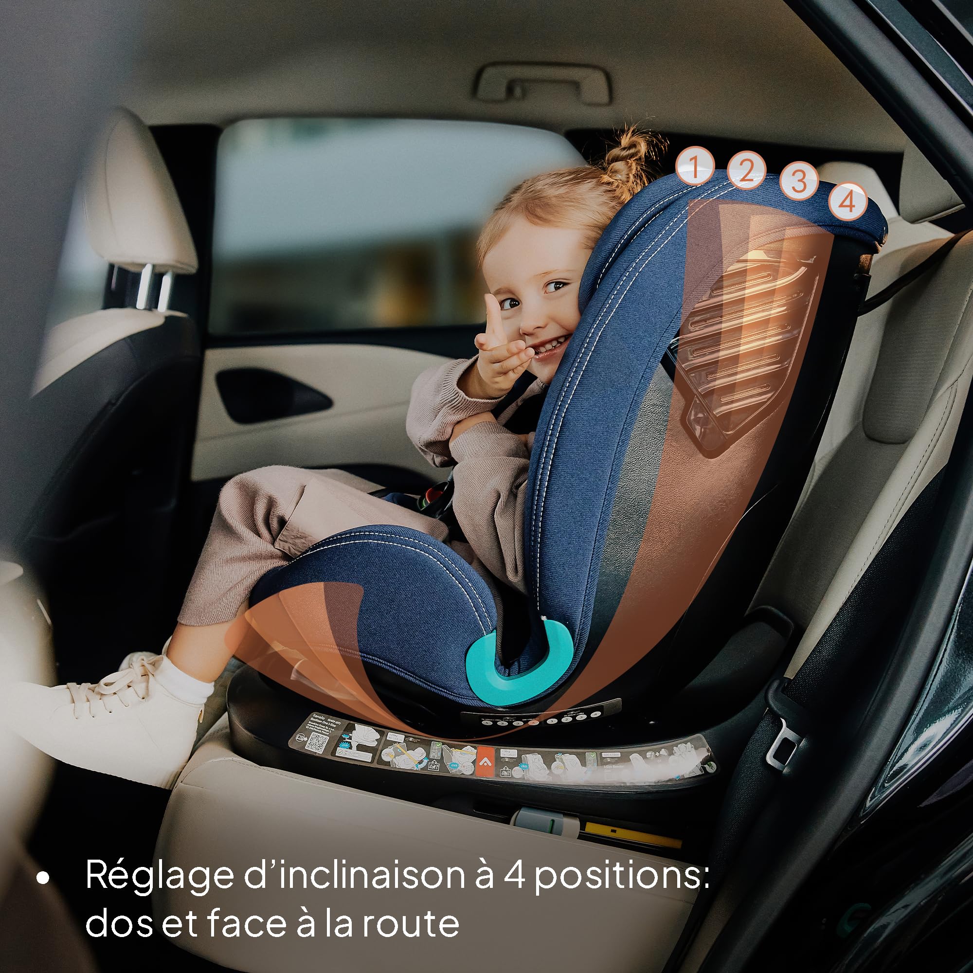 Lionelo BASTIAAN ONE I-SIZE Siège Auto Pivotant 360°, de 0 à 36 kg ISOFIX | Installation Face et Dos à la Route, Groupe 0/1/2/3, (40 à 140 cm) pour les Enfants, ISOFIX Sangle TopTether