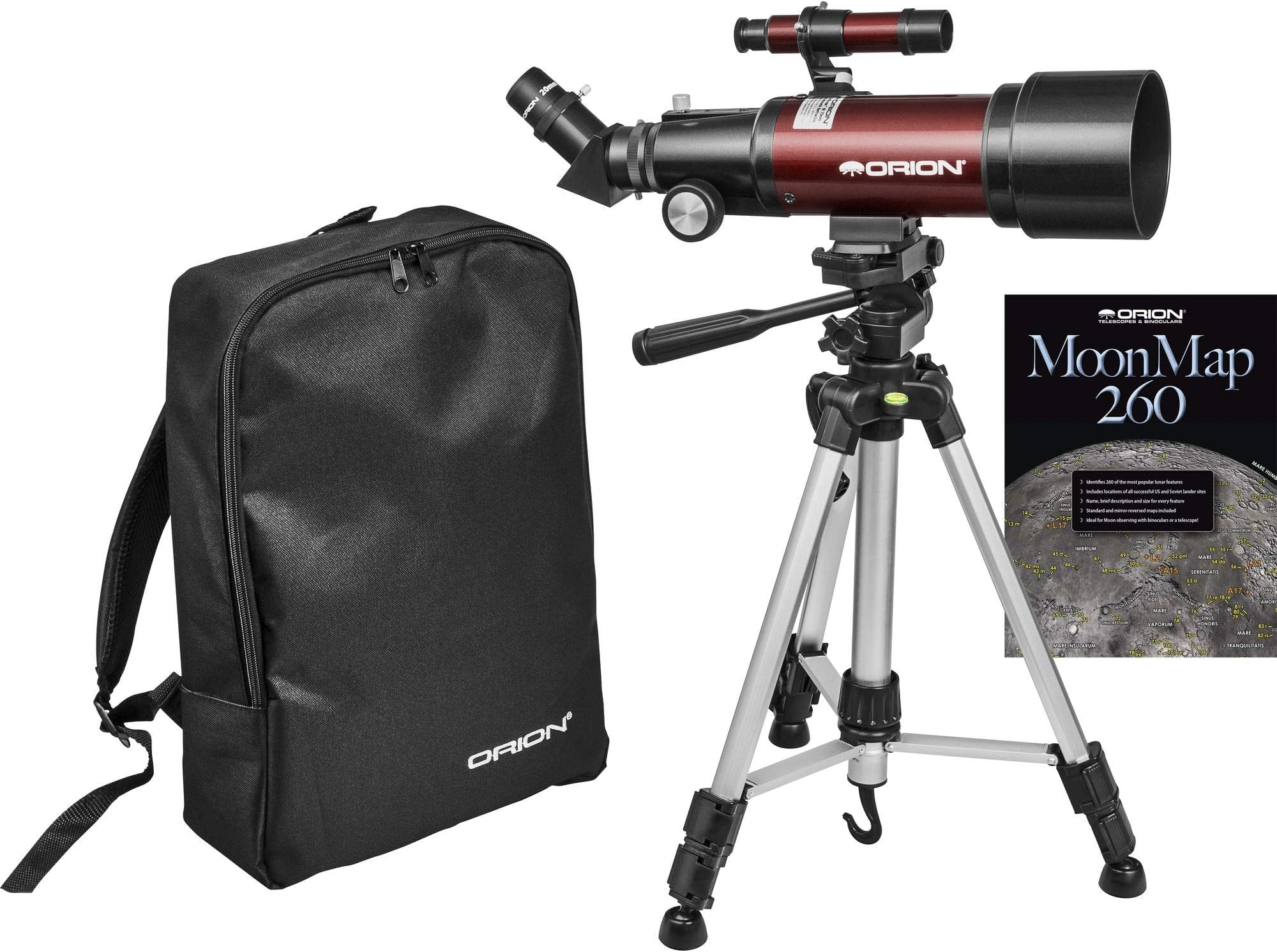 Orion GoScope III 70mm Refractor Travel Telescope for Kids & Adults - Portable Telescope for Astronomy Beginners with Backpack, Tripod, and MoonMap