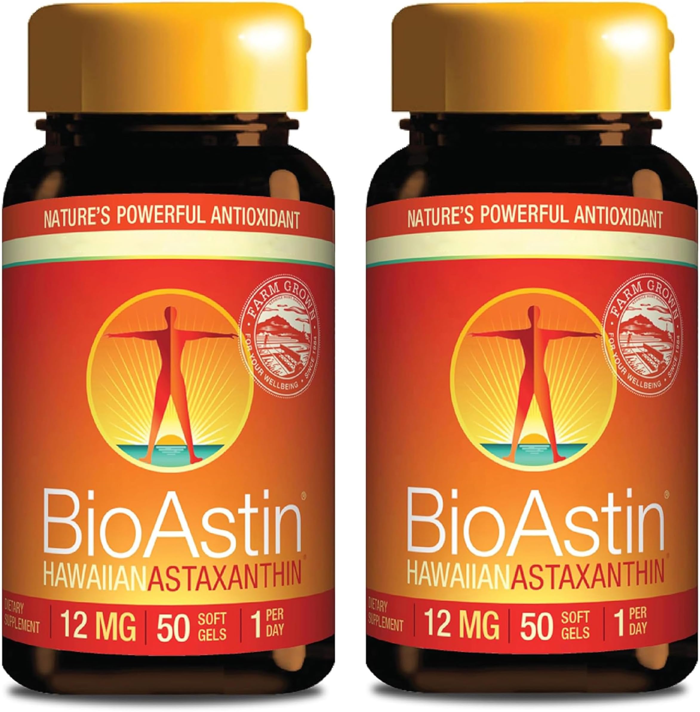 Nutrex Hawaii BioAstin Astaxanthin 12mg softgels – Double Pack, Astaxanthin Supplement, Natural Astaxanthin Formula, 50 softgels per Bottle, 2-Day-Depot