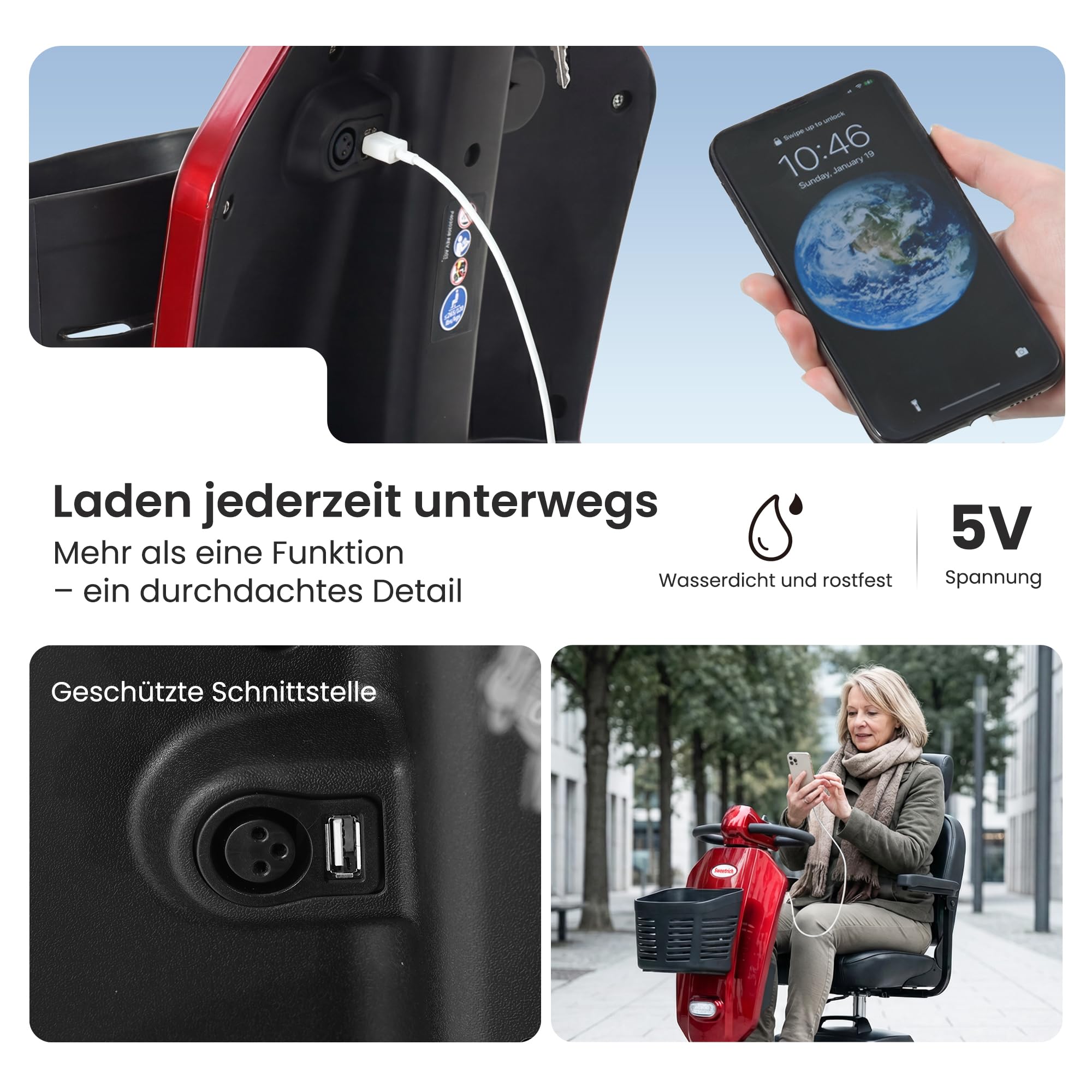 Scooter per mobilità a lungo raggio MAX Plus da 24 V per anziani: batteria da 20 Ah, pneumatici pneumatici da 9 pollici, design pieghevole
