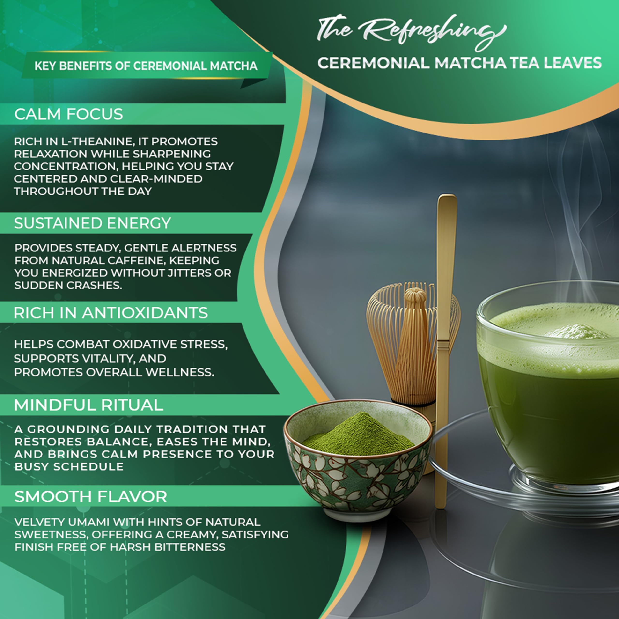 Golden Herbs Matcha Superior Ceremonial Blend Green Tea Powder from Uji Kyoto USDA Organic Gluten-Free Vegan 100 Pure — view 3