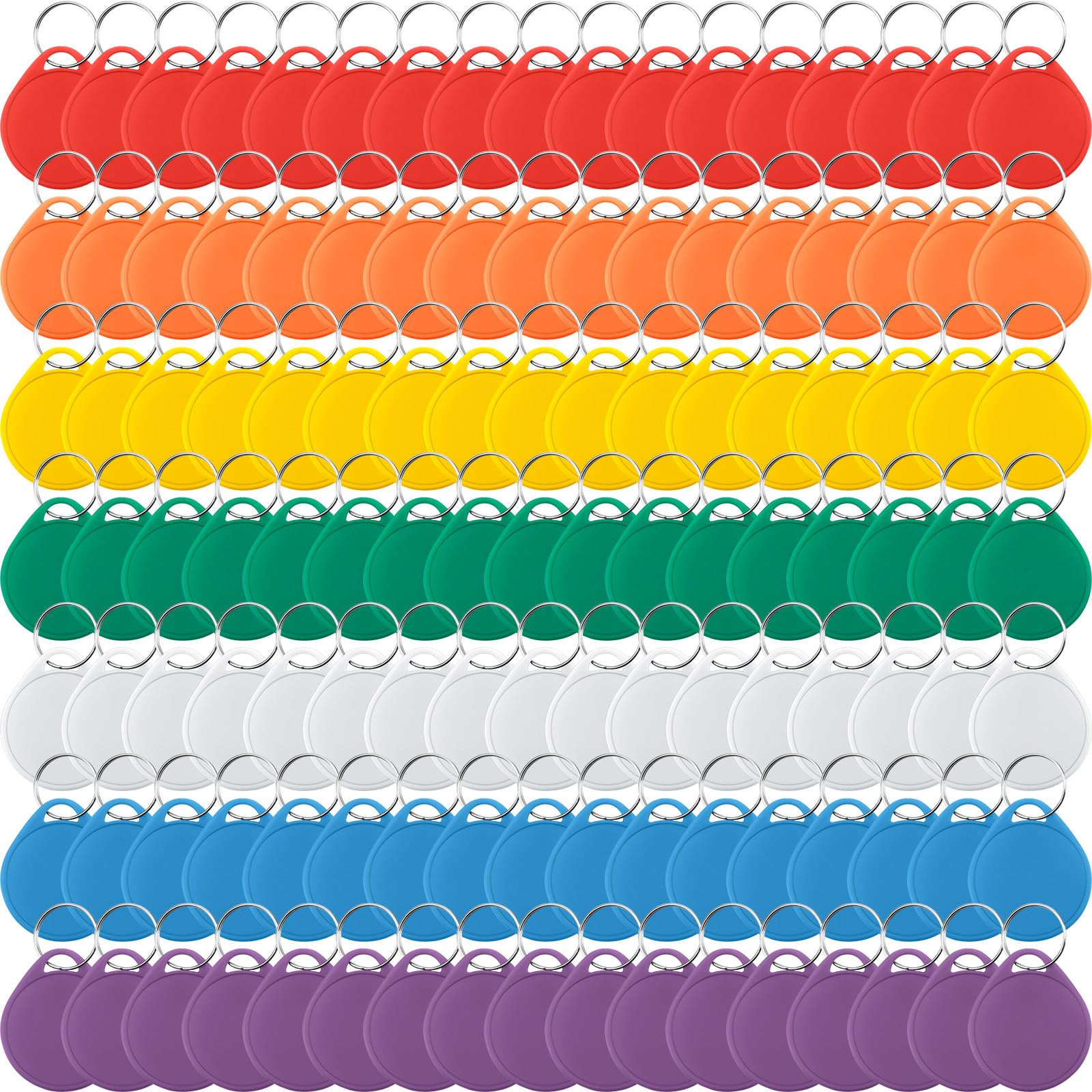 Loetere Round Plastic Key Tags Colorful Key Ring Tags with Waterproof Writable Key Labels Tags for Keys Luggage, 7 Colors