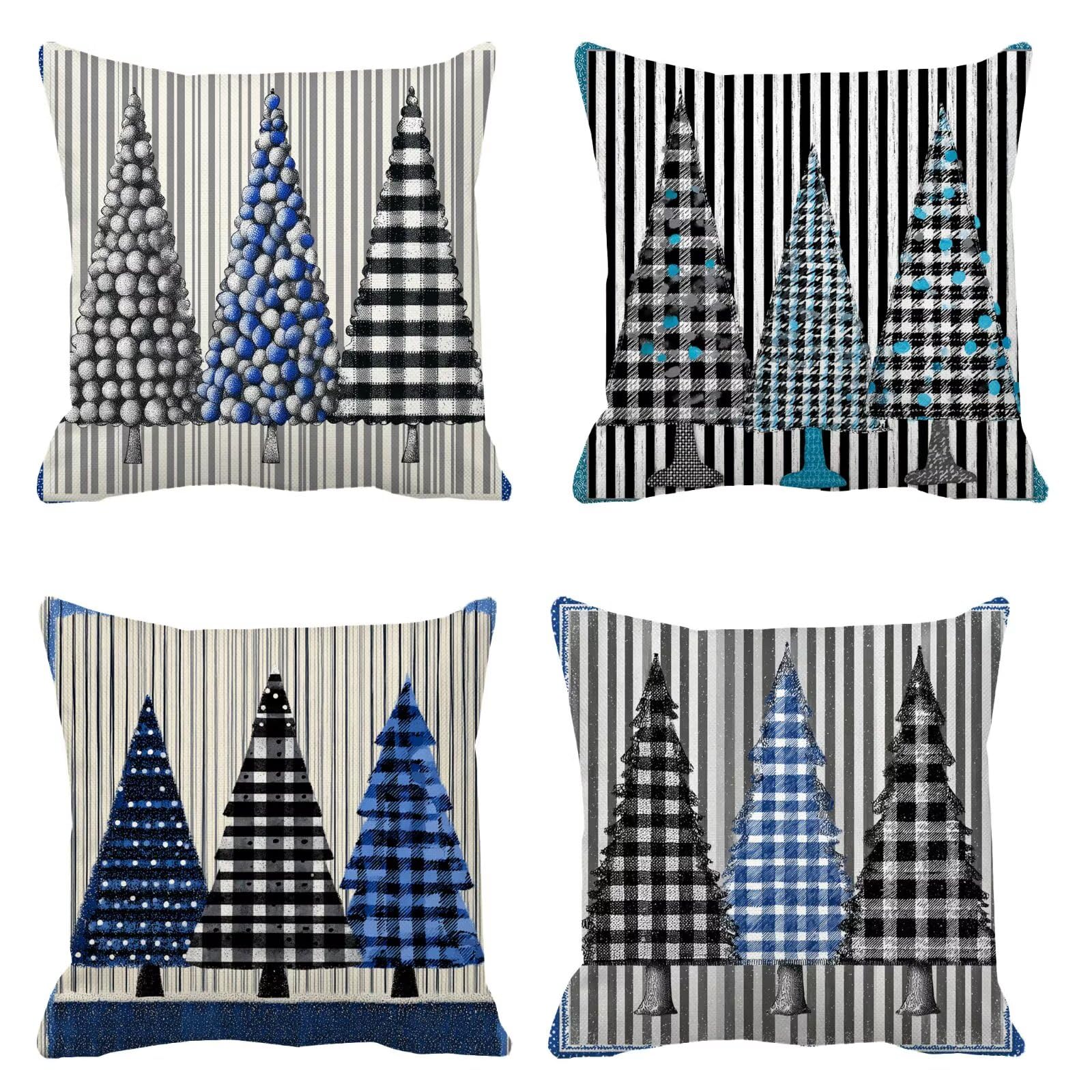 Albero Cuscini da Esterno 50x50 Set da 4 Federe Cuscini Divano strisce Copricuscini Velluto Copri Cuscino Divano, Impermeabili Copricuscino, Quadrato Cuscino Decorativo, Moderna Decorazione Casa t-781