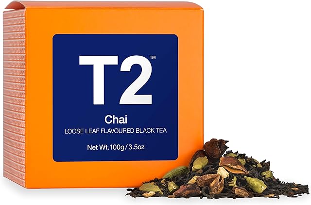 T2 Tea - Chai Black Tea, Loose Leaf Spiced Black Tea in a Gift Box, 100g