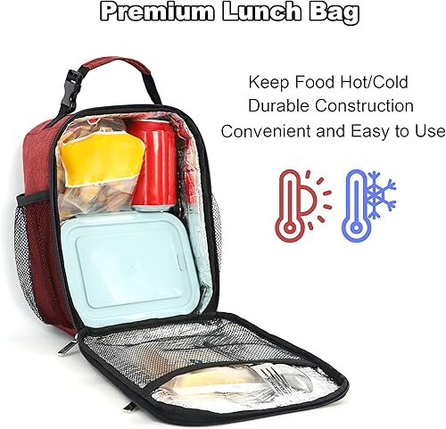 Miniatura 67 de Lonchera para hombres, mujeres y adultos, pequeña bolsa de almuerzo para oficina, trabajo, picnic, lonchera portátil reutilizable, color negro Negro