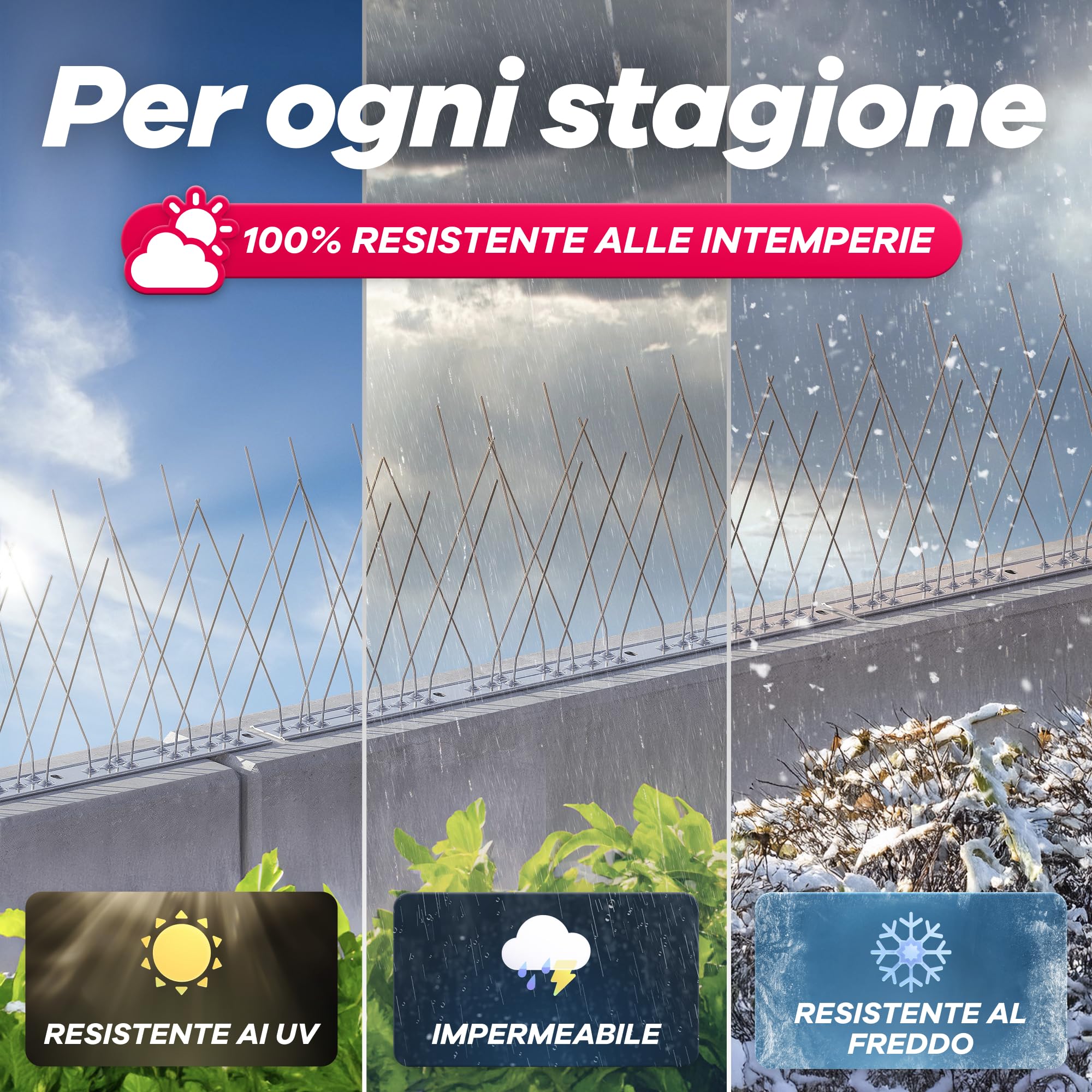 GEROBUG Dissuasori per Piccioni in Acciaio Inox 10m - Spuntoni Anti Piccioni per Balcone, Tetto e Grondaia - Protezione Efficace contro Piccioni e Uccelli