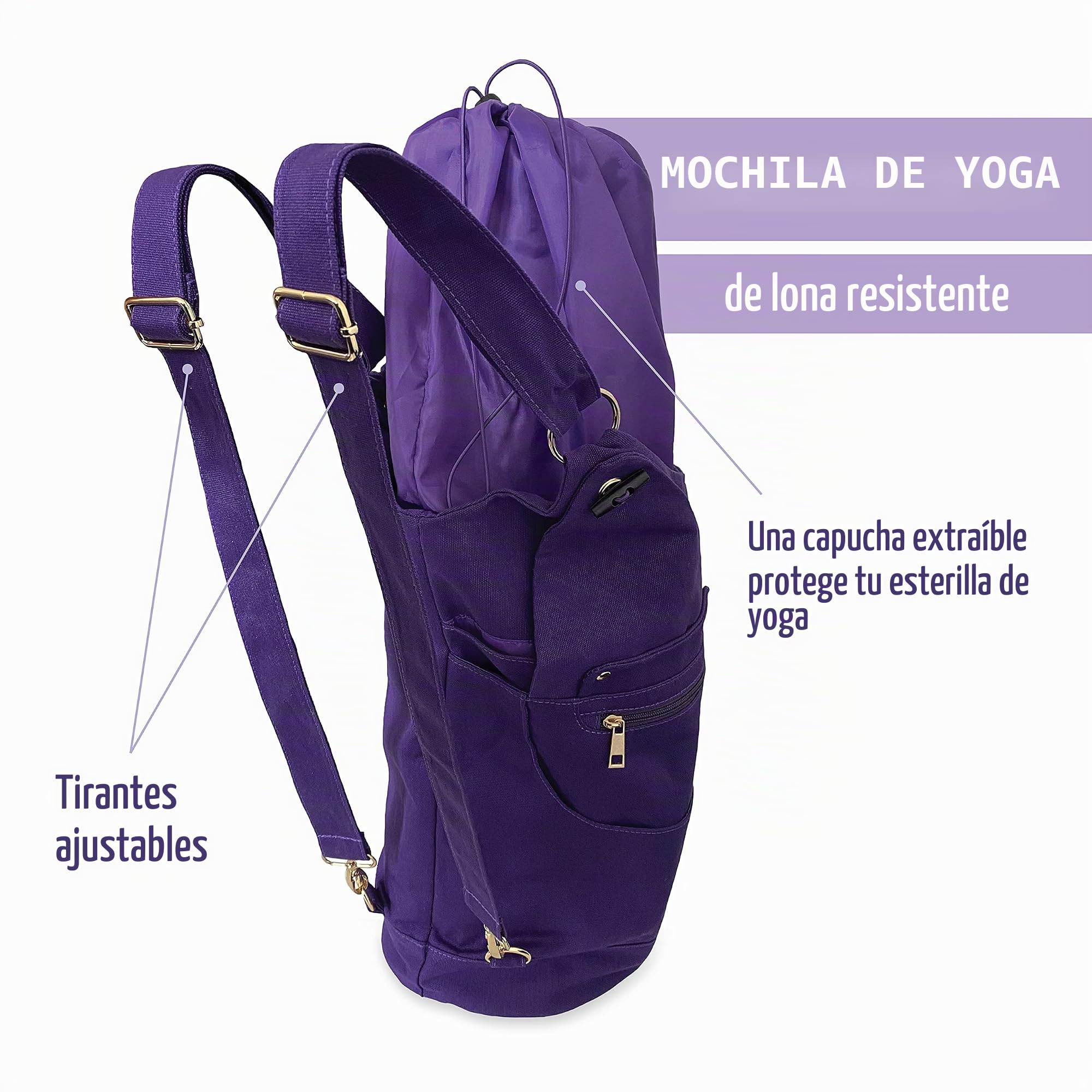 UP GREAT Mochila de yoga, bolsa de yoga grande XXL para esterilla y accesorios de yoga, bolsa de algodón de lona para esterilla de yoga, regalo de cumpleaños