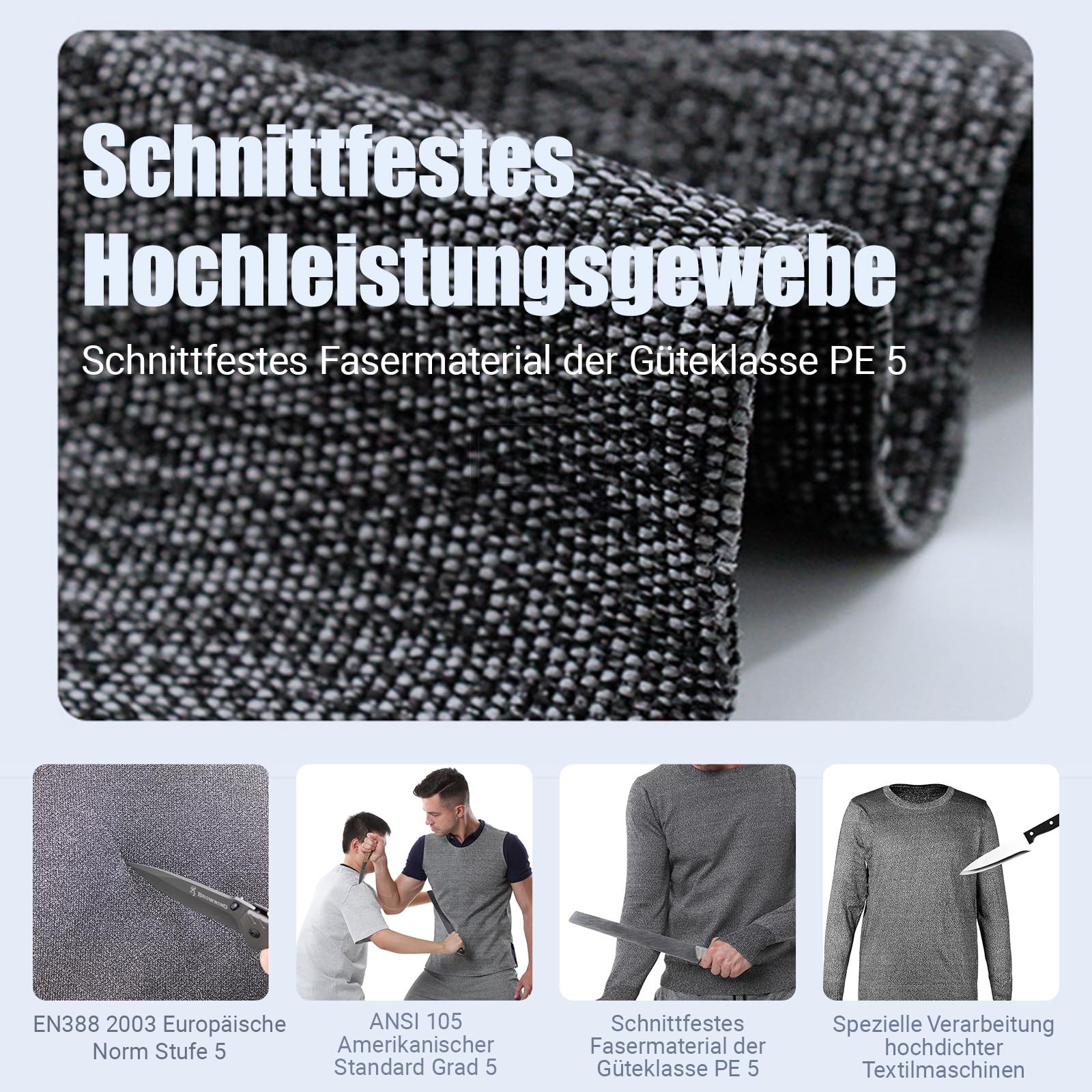 Schnittfeste Kleidung, Schnittschutzkleidung, Schnitt- und stichfeste Weste, Schutzkleidung der Stufe 5, Unisex-Erwachsene, leicht, für Polizei und Sicherheitskräfte