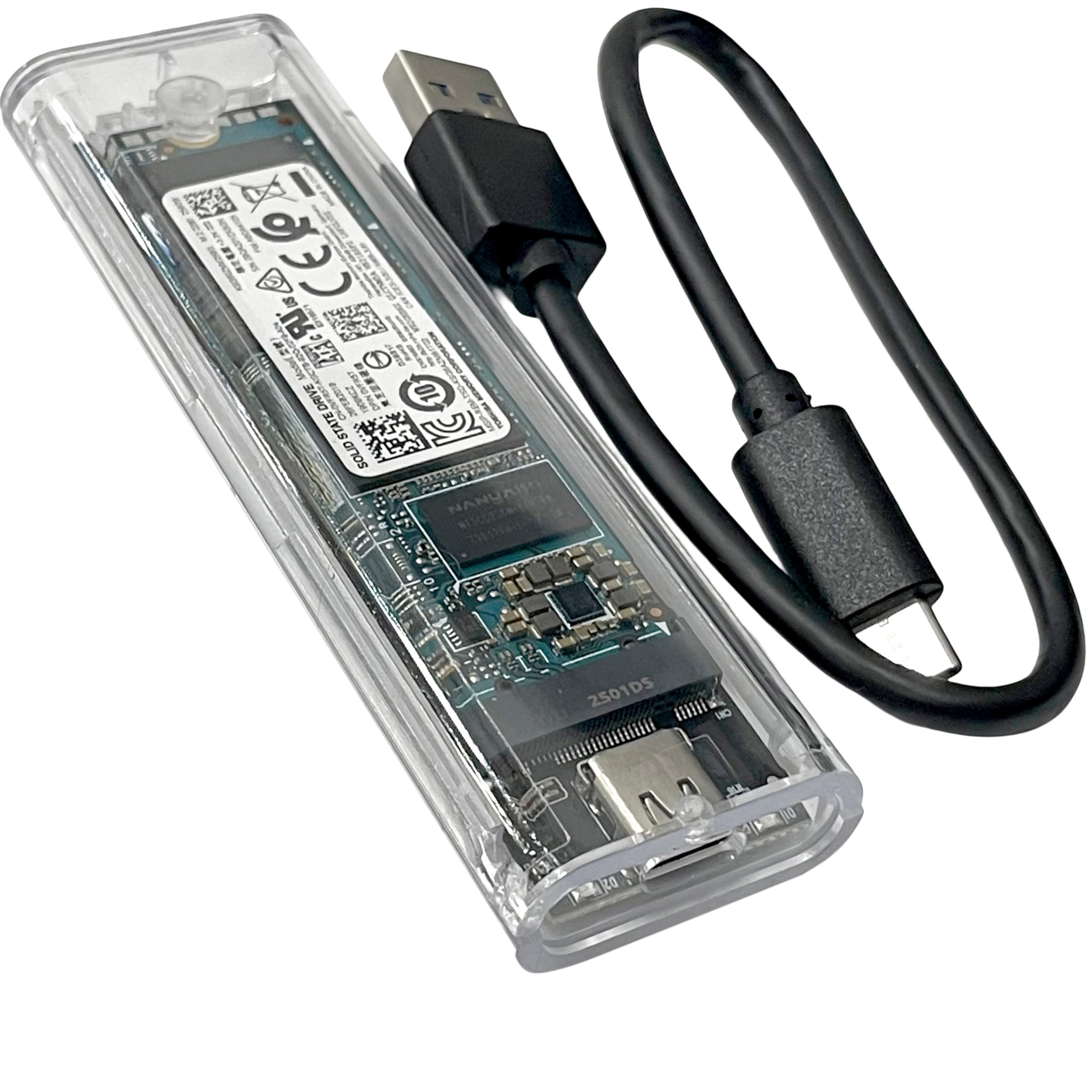 Disco Duro Externo de estado sólido SSD tipo M.2 Slim ultraligero de 256GB con cable USB 3.1 Tipo-C a USB estándar para ordenador Portátil Televisión PC Desktop Laptop y Consola 500MB/s 51CH043R_256GB