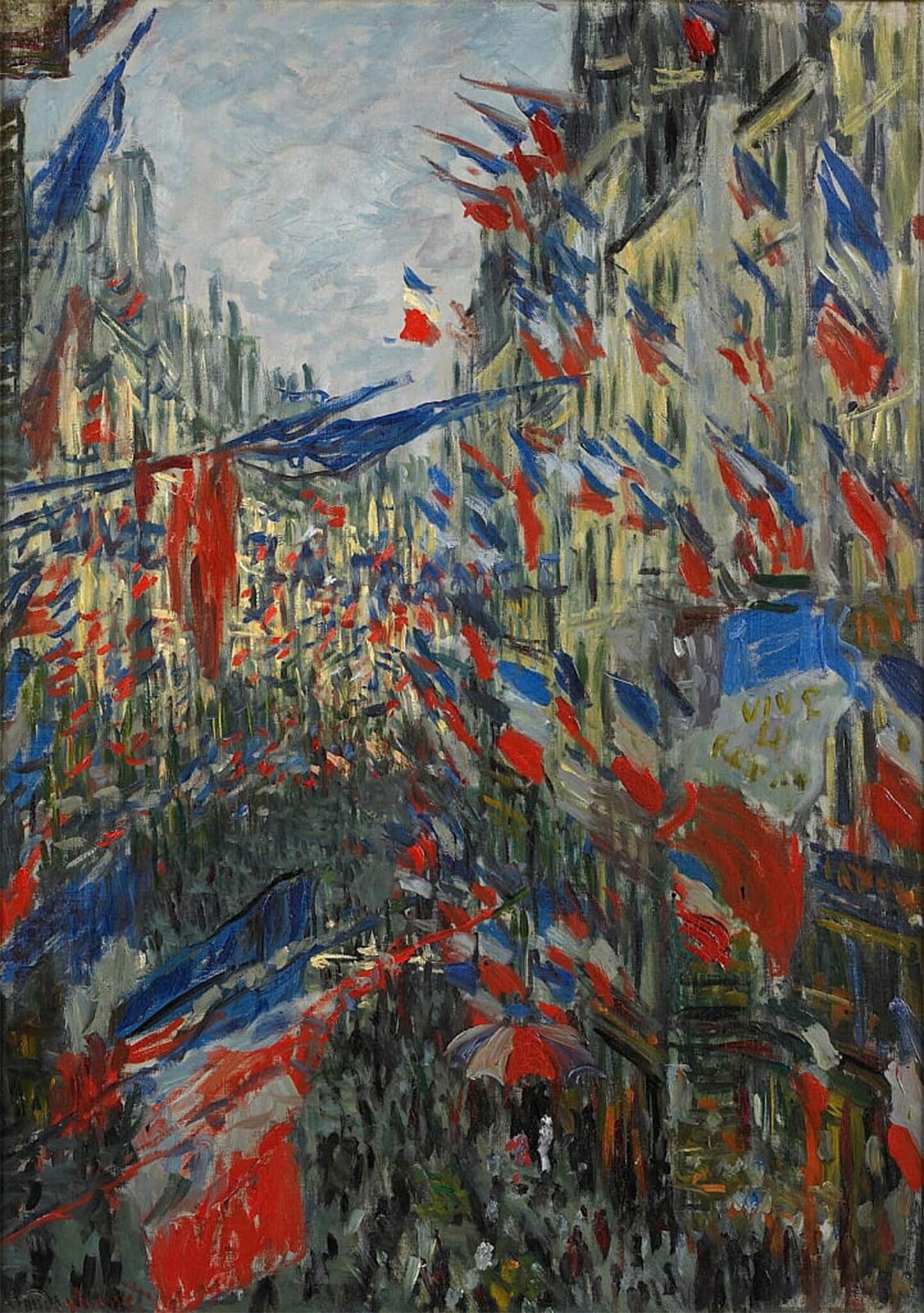 SERENDIPITP Abstract Painting Mural Print Picture Wall Decor Painting Rue Saint Denis June Festival by Claude Monet Vintage Wall Artwork for Home Decor 60x90cm