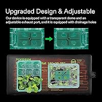 Vista 6 de VIVOSUN Paquete de 6 bandejas de inicio de semillas con tapete térmico de plántulas de 10 x 20.75 pulgadas, controlador de temperatura de pantalla