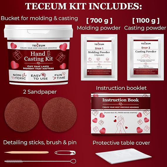 TECEUM Hand Casting Kit Unique Gift for Couples, Family, Babies & Adults