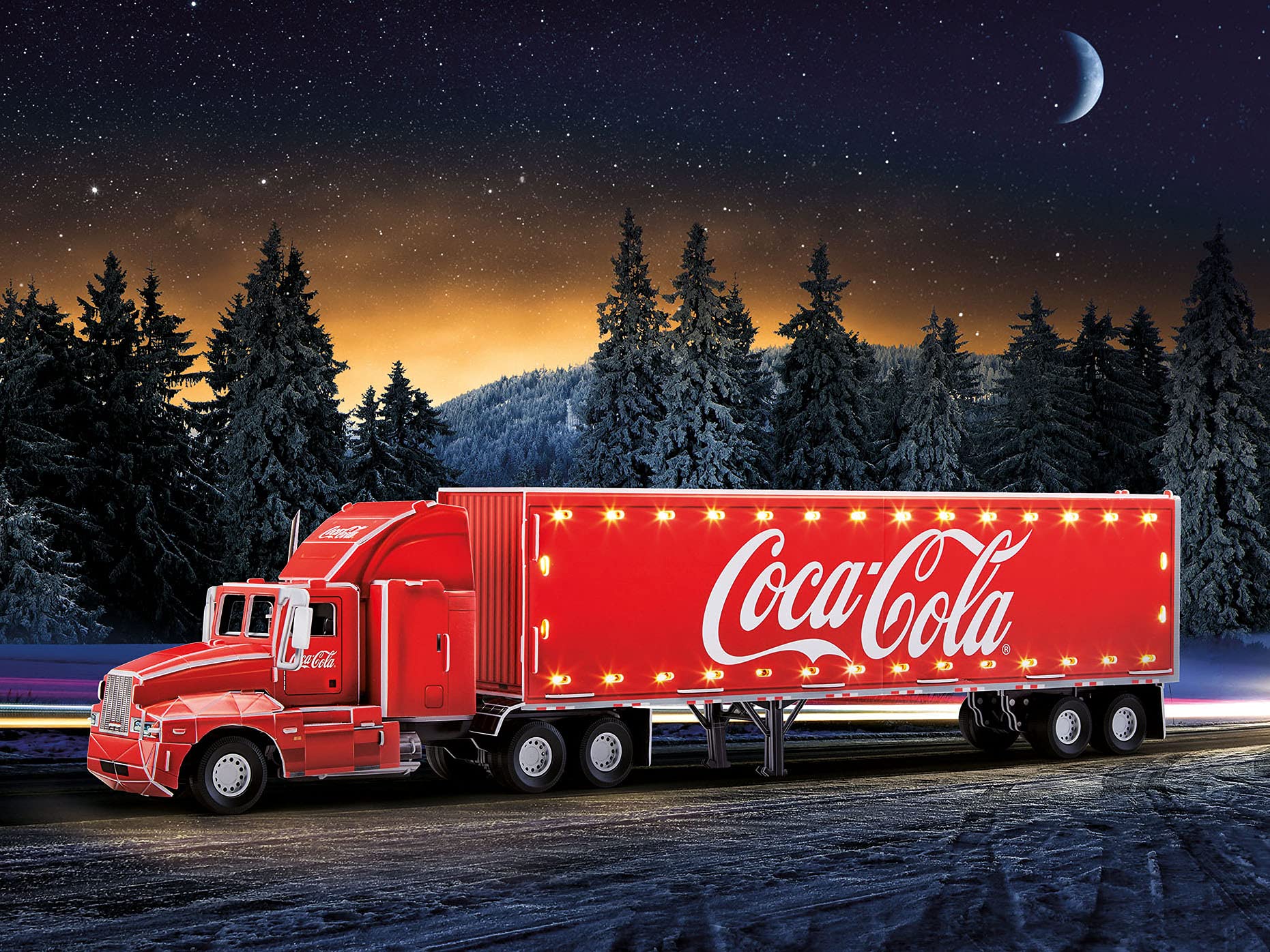 Revell Nice Price 3D Puzzle I Coca-Cola Weihnachtstruck mit LED-Beleuchtung I Ideale Geschenkidee für Jungen, Mädchen, Kinder und Erwachsene ab 10 Jahren I Coca Cola Truck selber nachbauen