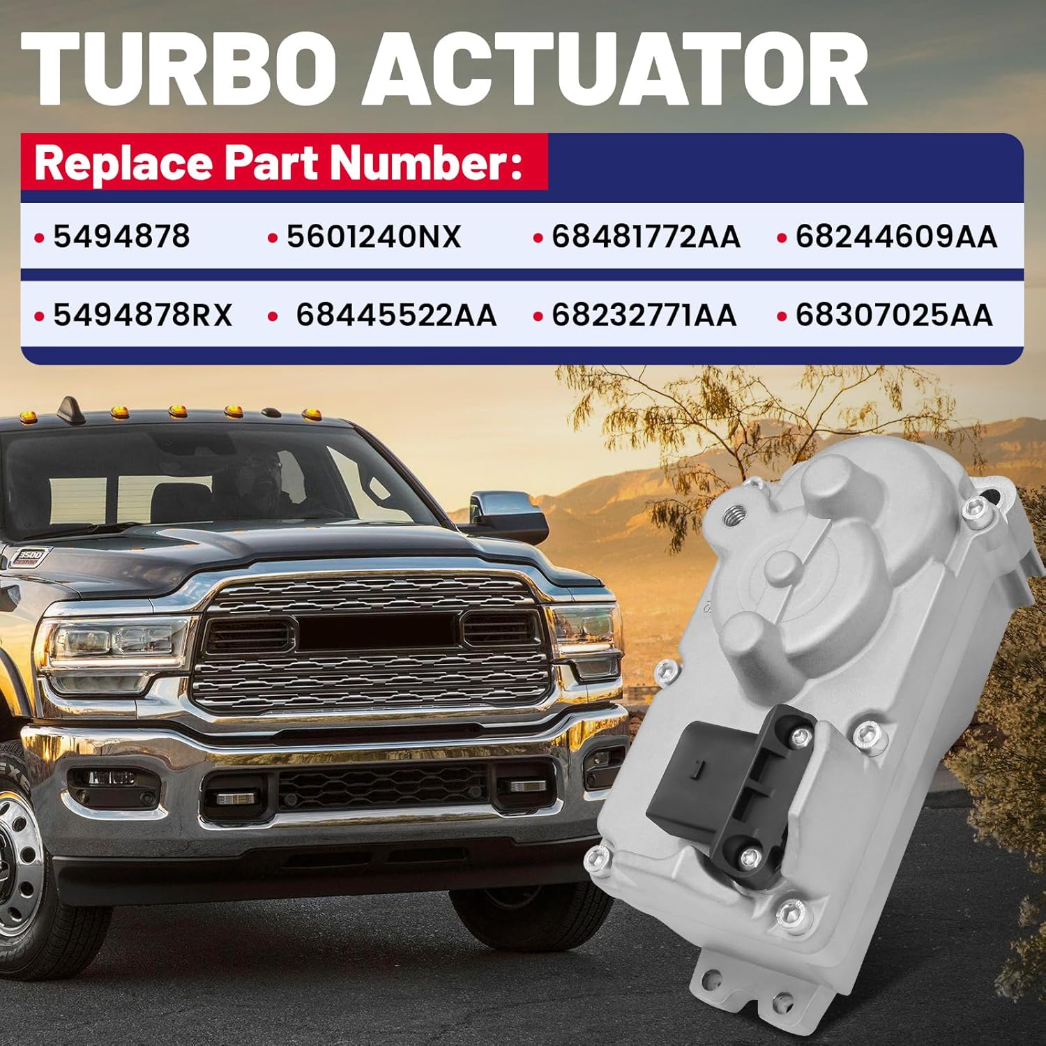 5494878RX 5601240NX 6.7L for Cummins Turbo Turbocharger Actuator Calibrate Kit Compatible with Dodge Ram 2500 3500 4500 5500 2013-2018 VGT Turbo Holset HE300VG HE351VE #68232771AA, 68481772AA