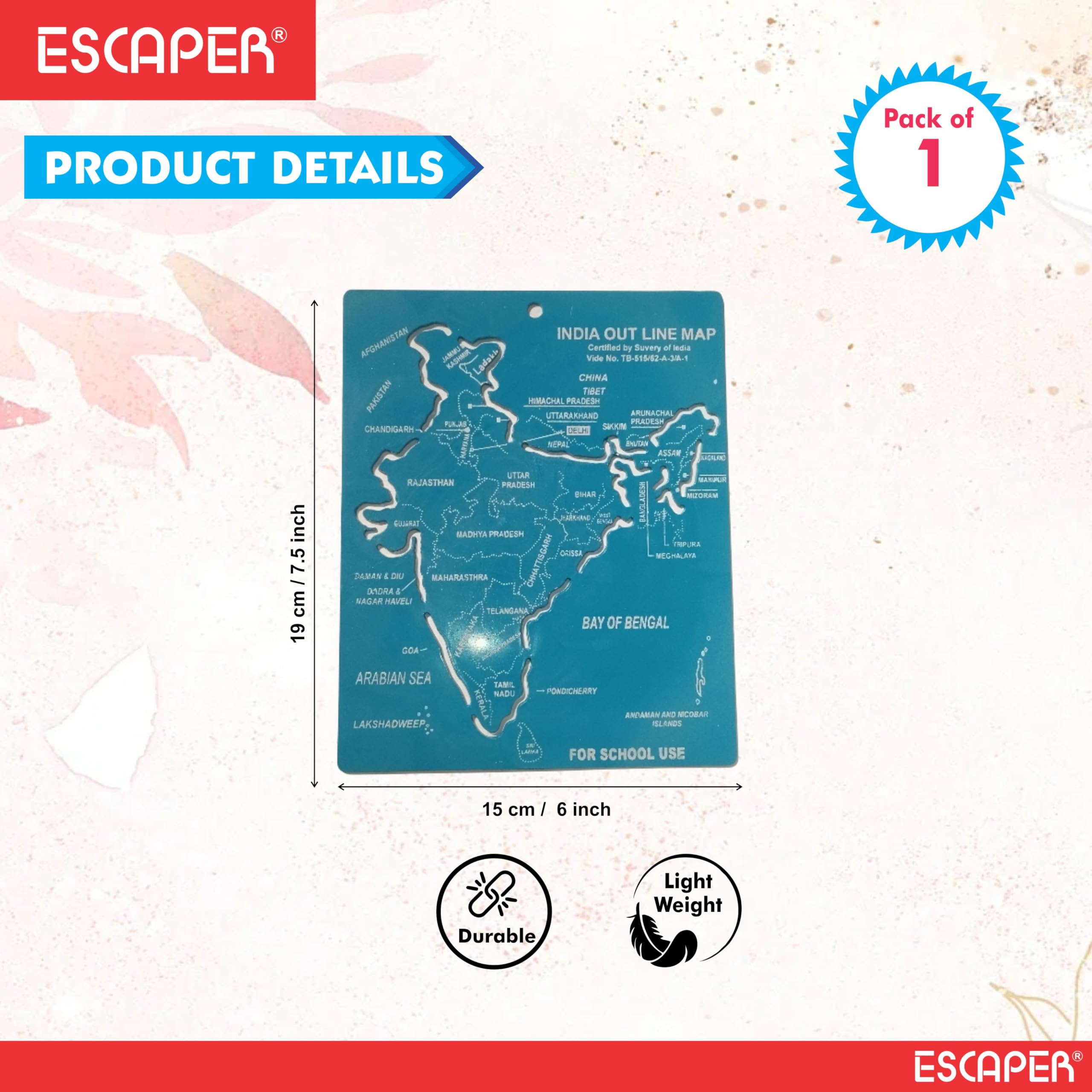 India Map Stencil - Trace & Learn Geography -4