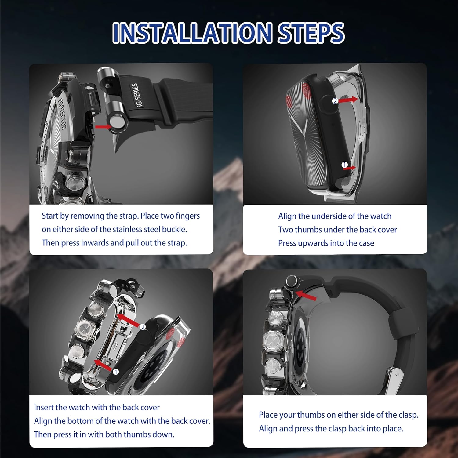 iG-3200 Rugged Case with Band for Apple Watch Series 10/11 46mm,Shockproof Bumper Cover Silicon Strap for iWatch 10/11 46mm Full Protective Cover for Men