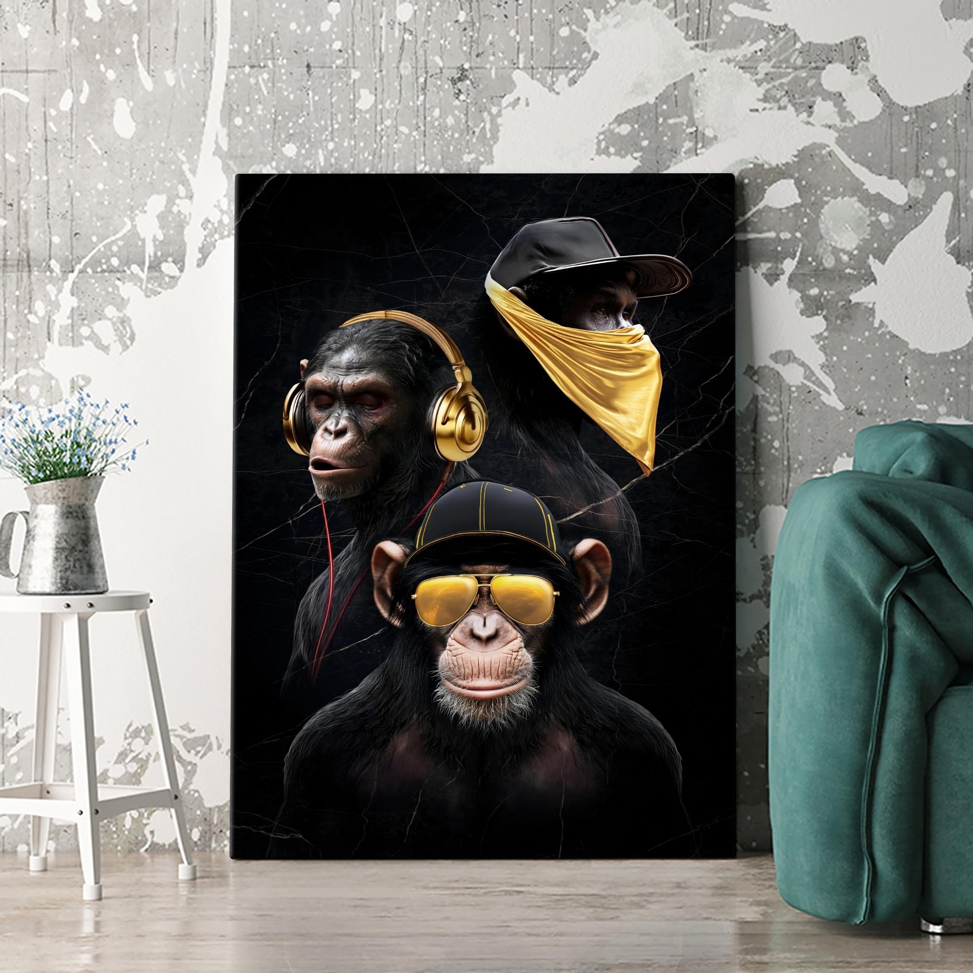 Artmazing | Affen Gang bunt | S-Art Bilder | Moderner Affen-Gang | Leinwandbilder XXL für Wohnzimmer | Wanddekoration XXL