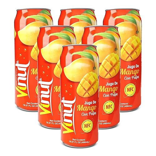 VINUT Bebida de jugo de mango, mango recién exprimido, sin concentrado, 16.57 onzas líquidas, paquete de 6, libre de gluten, sin OMG, sin