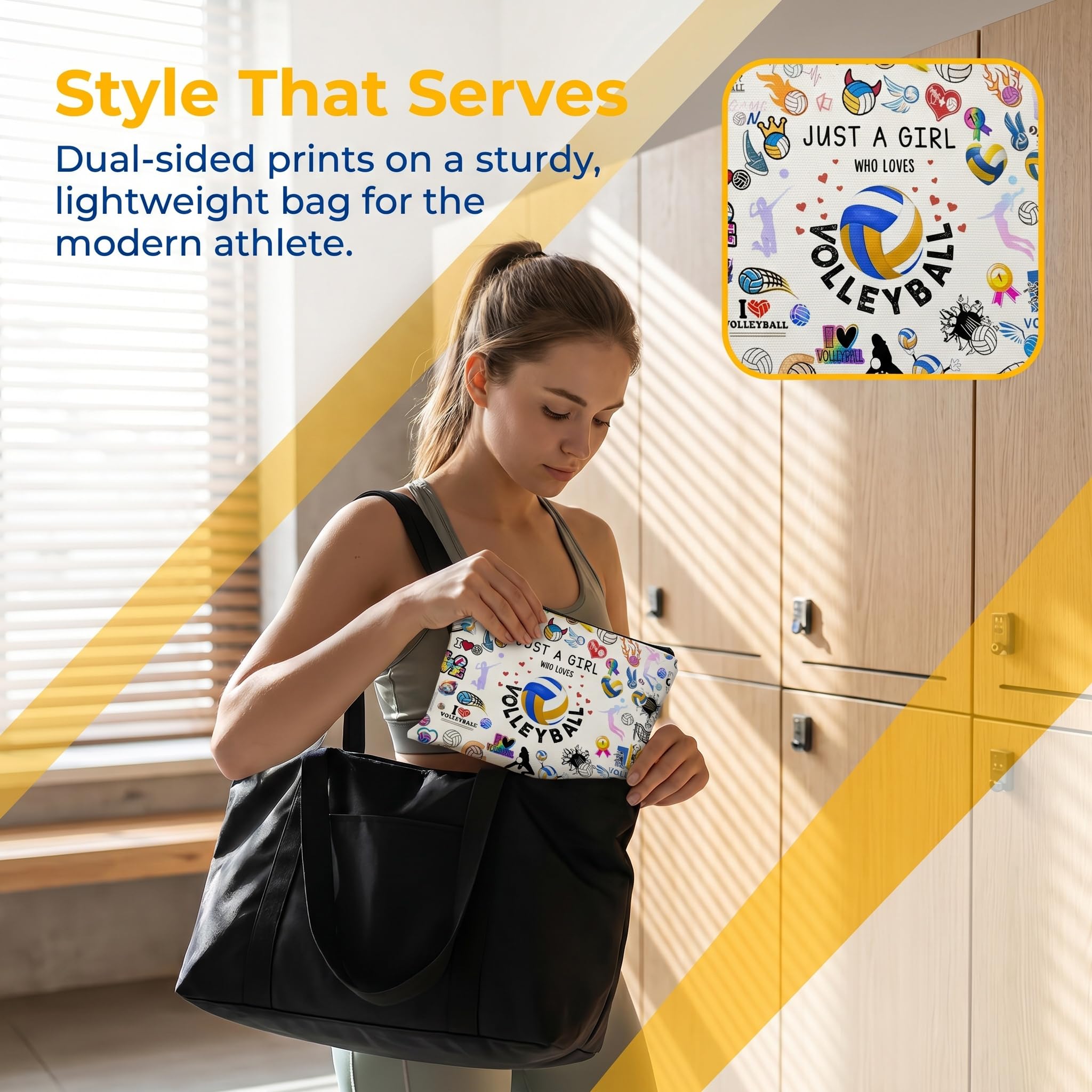 Borsa Cosmetica Da Pallavolo Da 1 Pezzo E Portachiavi Da 1 Pezzo, Stampa Fronte-Retro, Grande Capacità, Custodia Portatile Per Viaggi E Fitness, Ciondolo Decorativo Per Zaino Sportivo.