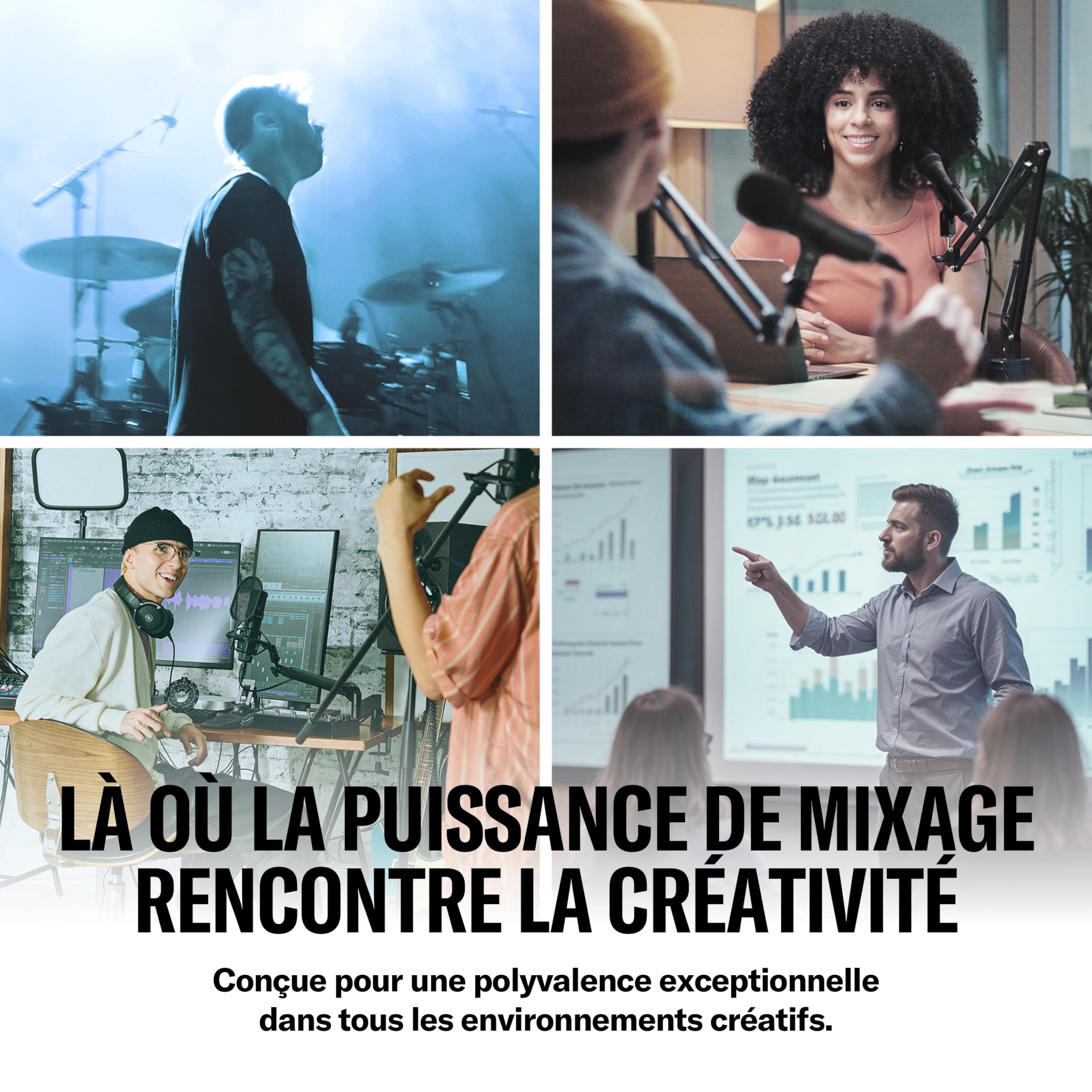 YAMAHA MGX12 Console de Mixage Numérique avec LCD Tactile, Bluetooth, Blanc | Console Compacte avec Double USB, Enregistrement Multipiste microSD et Outils Audio Intelligents