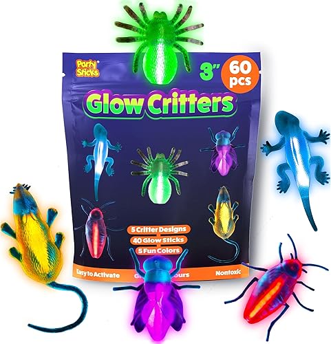 Glow Critters y Halloween Trick or Treat - Esqueletos y calabazas que brillan en la oscuridad, 60 unidades