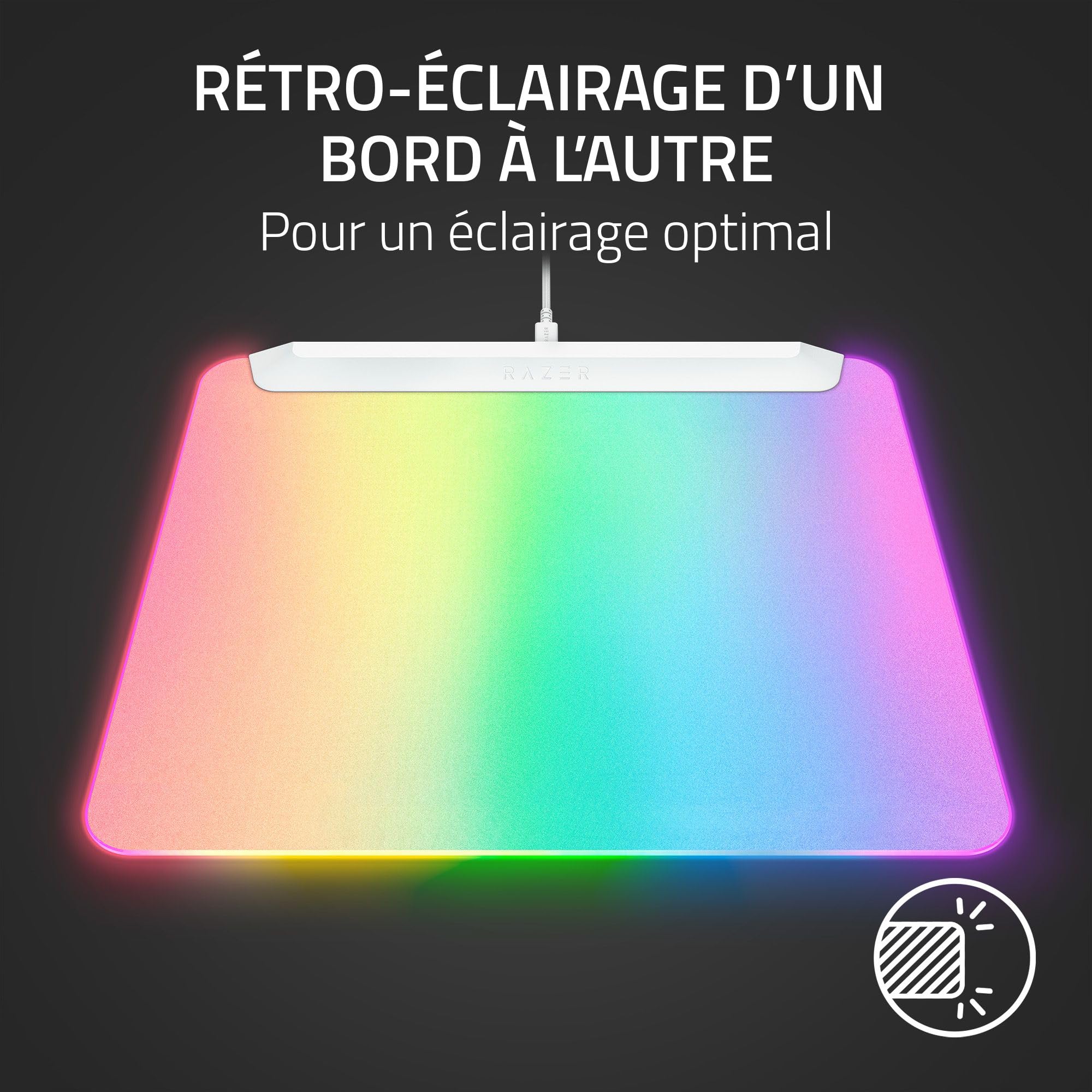 Razer Firefly V2 Pro - Tapis de Souris de Jeu rétroéclairé RGB - Port USB intégré (éclairage LED 15 Zones, Surface texturée Micro-gravée pour Un Suivi Optimal, câble USB-C détachable) Blanc