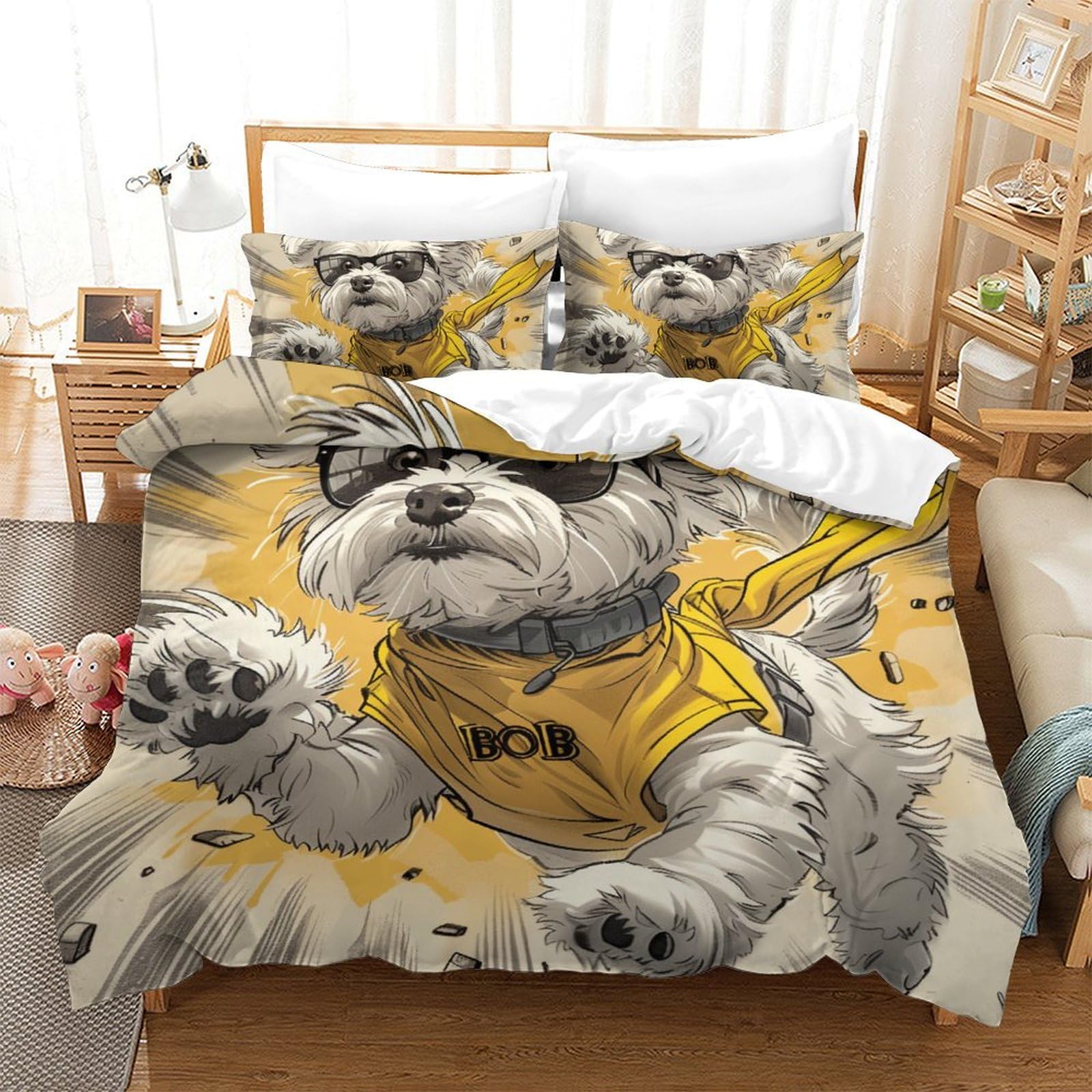 Housse couette Maltais impression 3D déco sourisif ensemble de lit microfibre doux 200x200