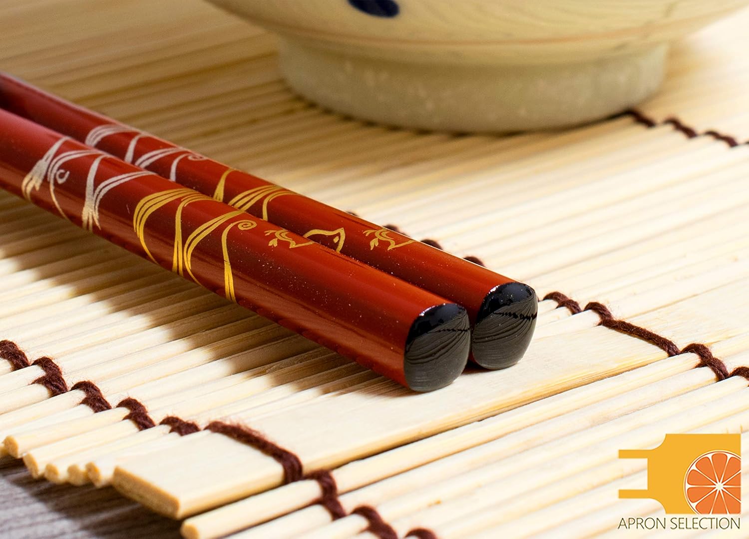 Hashimoto-Kousaku Wajima Japanese Natural Lacquered Wooden Chopsticks Reusable in Gift Box, Seasonal Scenery Naminotori (Vermilion) Made in Japan, Handcrafted