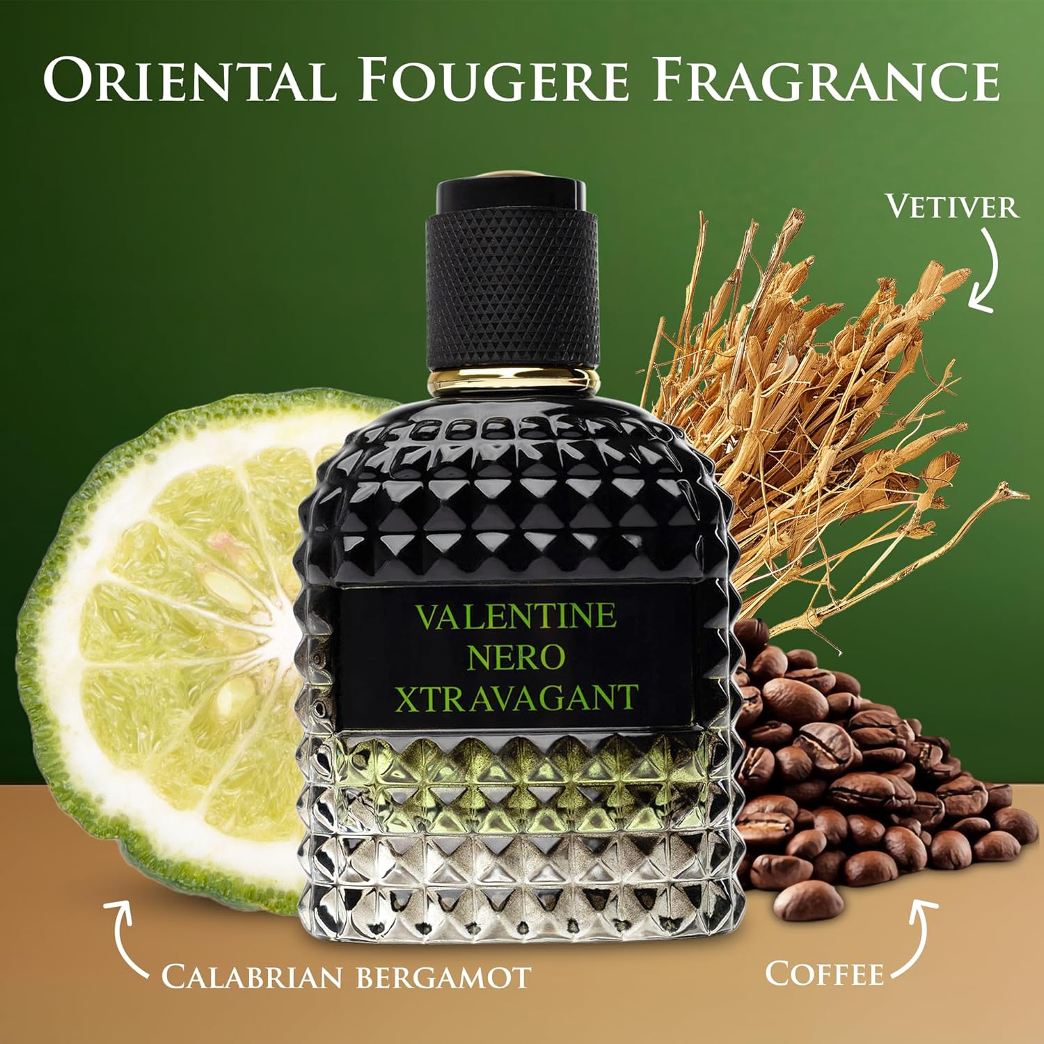 Valentine Nero Xtravagant for Men - Oriental Fougere Fragrance - Top Notes of Calabrian Bergamot & Espresso Coffee Accord - Base Scents of Refined Vetiver - Elegant 100ml Bottle, Parfume for Men - Image 2