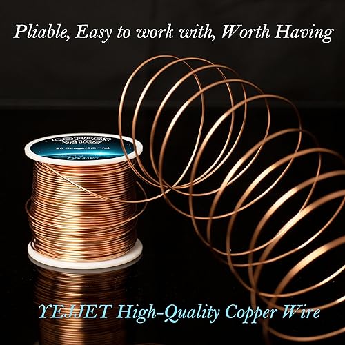 Miniatura 6 de YEJJET Alambre de cobre sólido 99.9% calibre 20 carrete de 1 libra de alambre de cobre suave para la fabricación de joyas de alambre